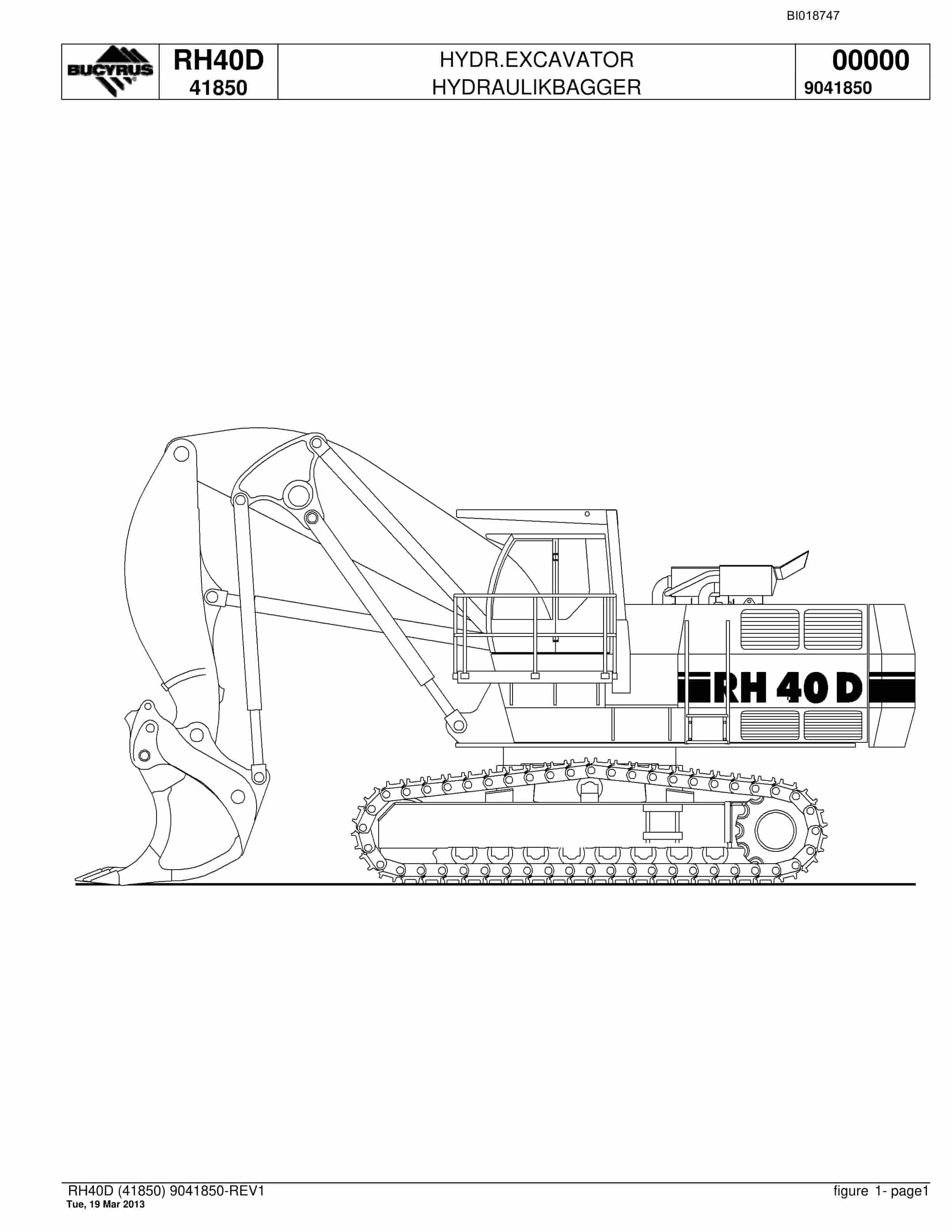 Bucyrus RH40D Hydraulic Excavator Parts Catalog BI018747