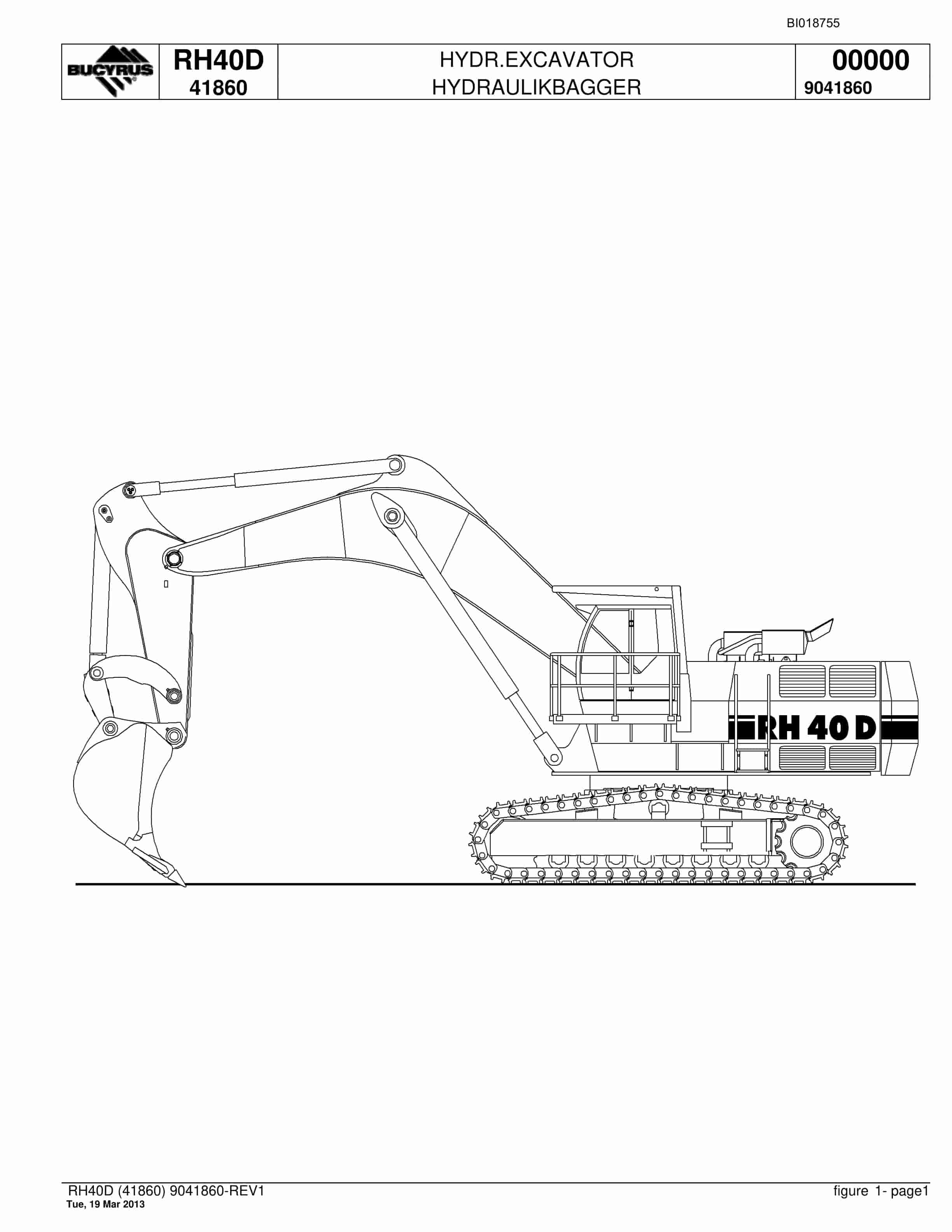 Bucyrus RH40D Hydraulic Excavator Parts Catalog BI018755