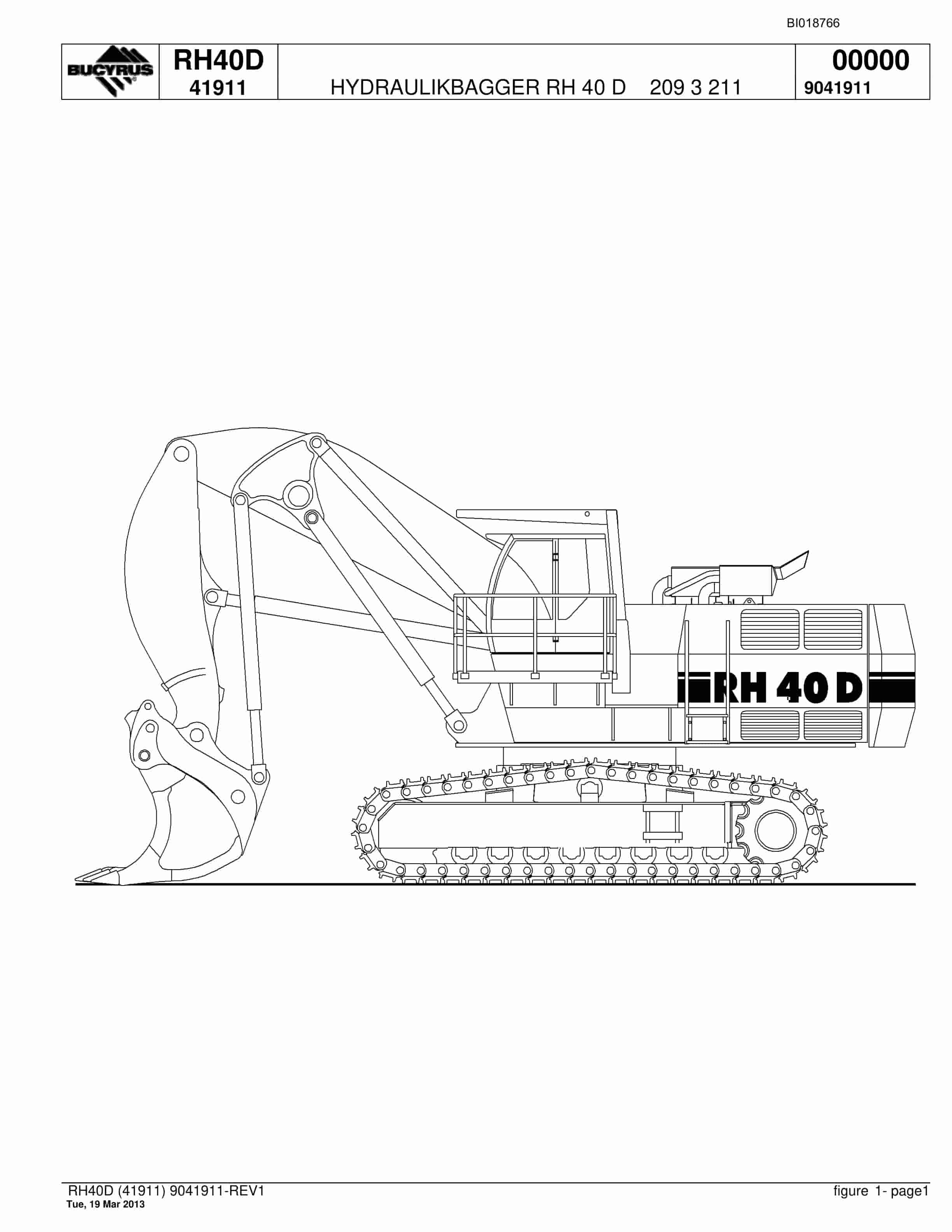 Bucyrus RH40D Hydraulic Excavator Parts Catalog BI018766
