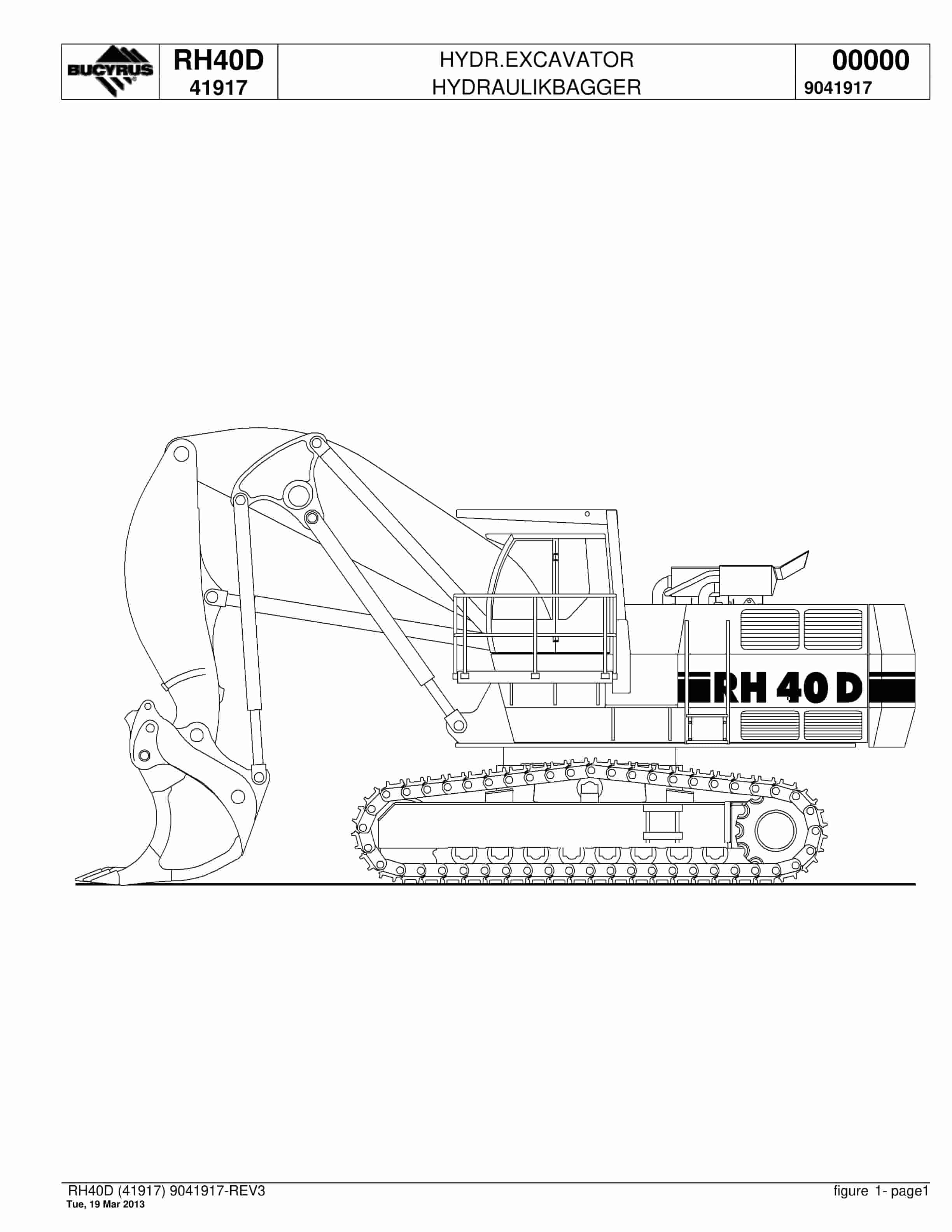 Bucyrus RH40D Hydraulic Excavator Parts Catalog BI018770