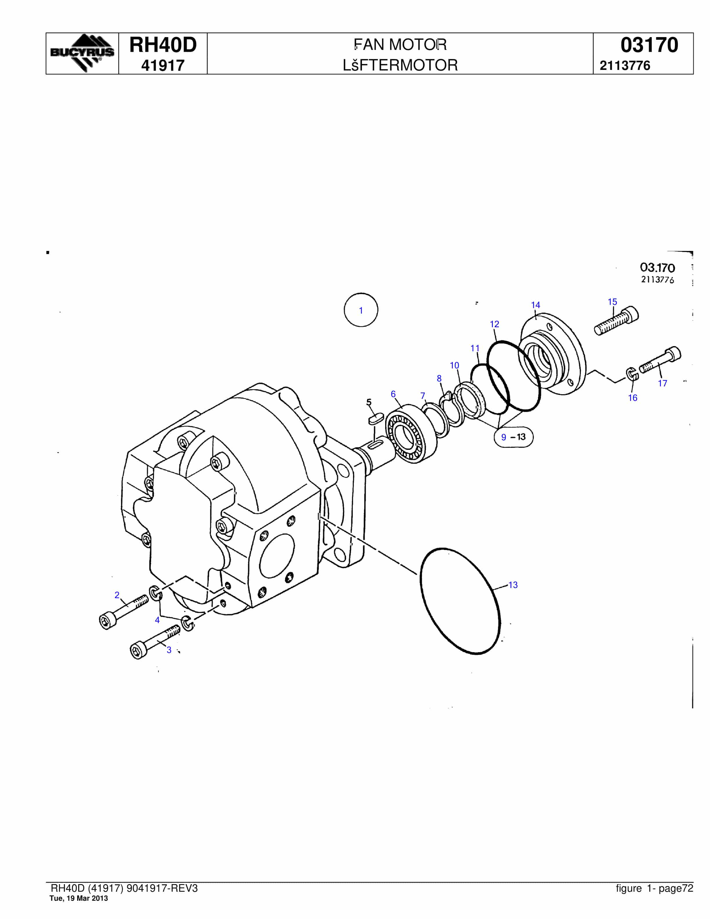 Bucyrus RH40D Hydraulic Excavator Parts Catalog BI018770-4