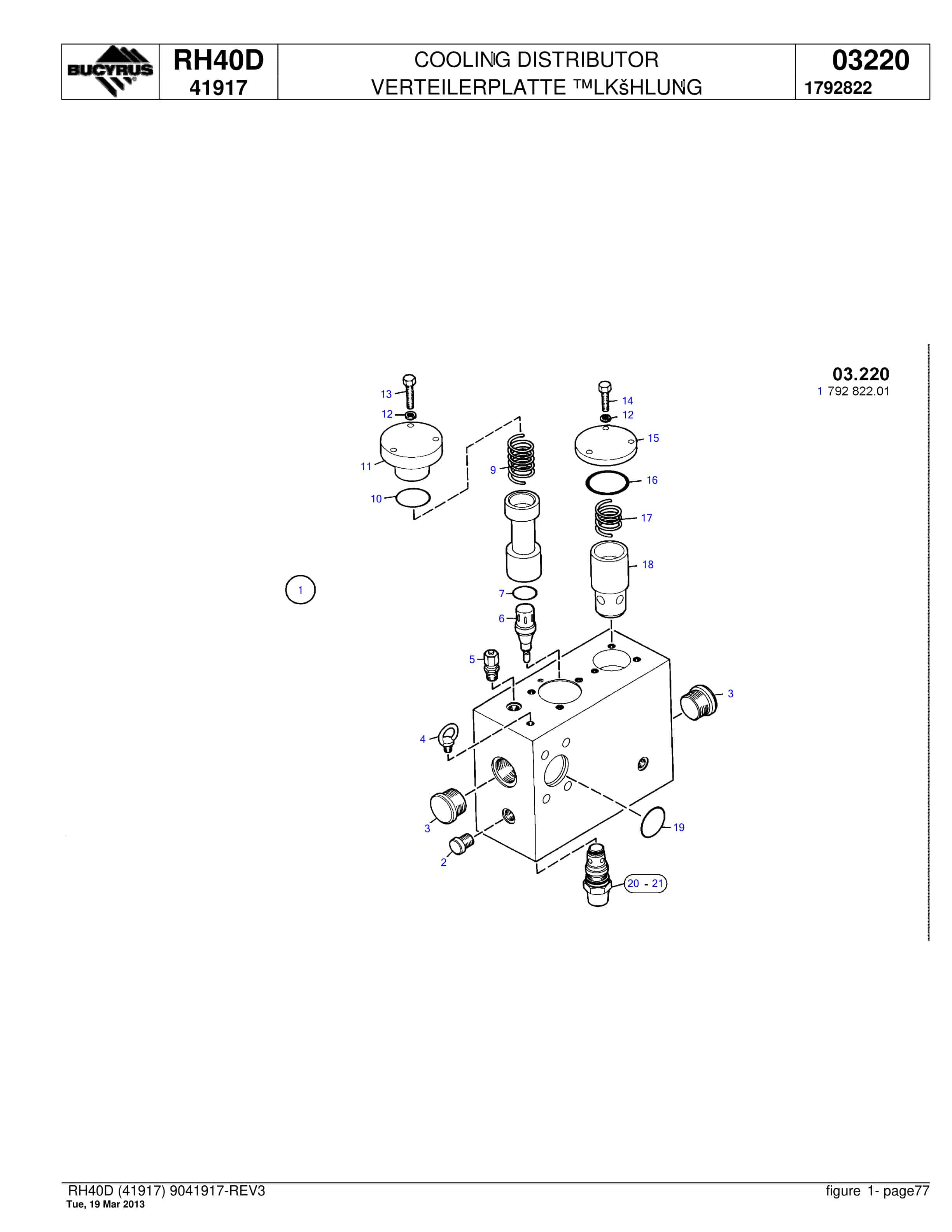 Bucyrus RH40D Hydraulic Excavator Parts Catalog BI018770-5