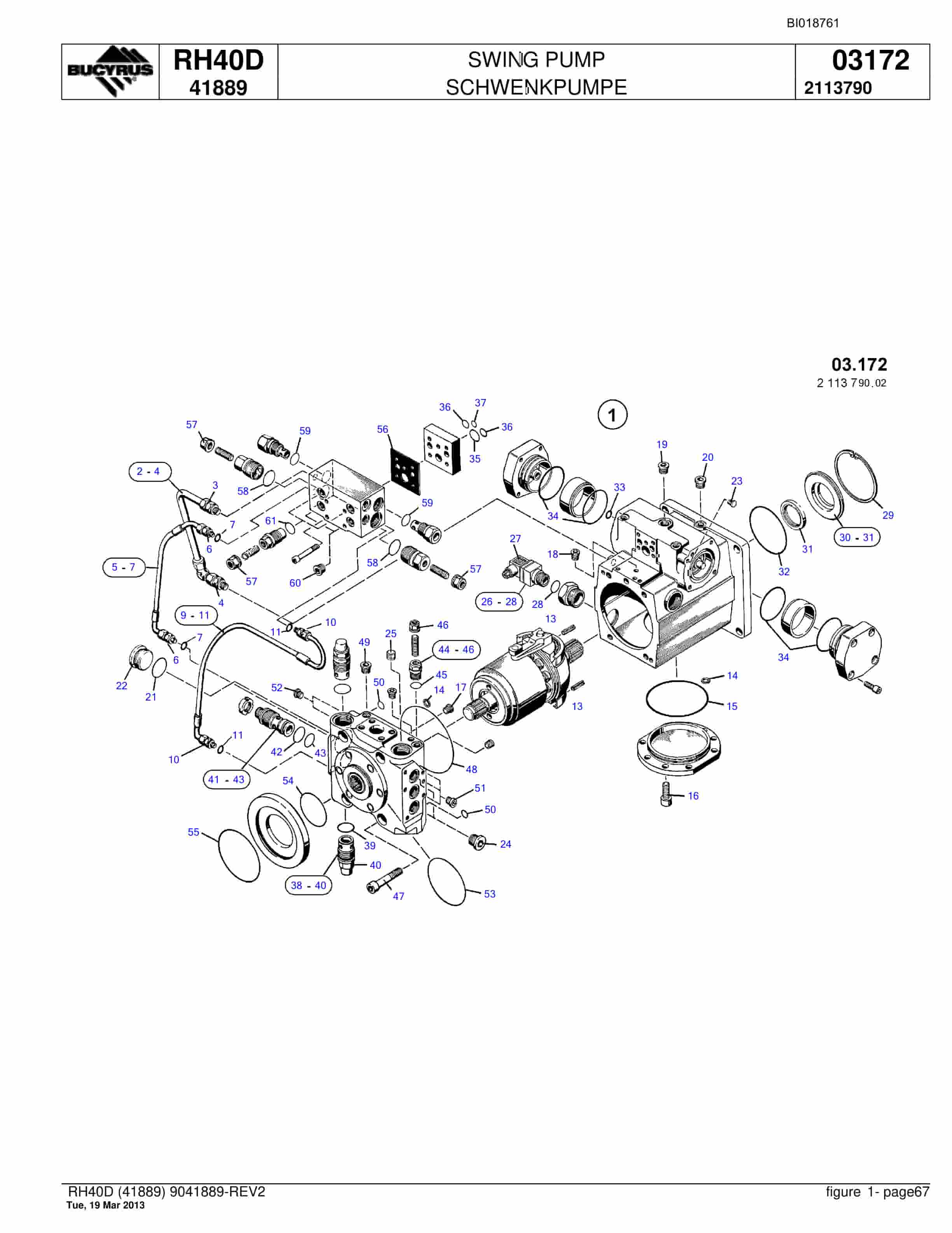 Bucyrus RH40D Hydraulic Excavator Spare Parts List BI018761-4