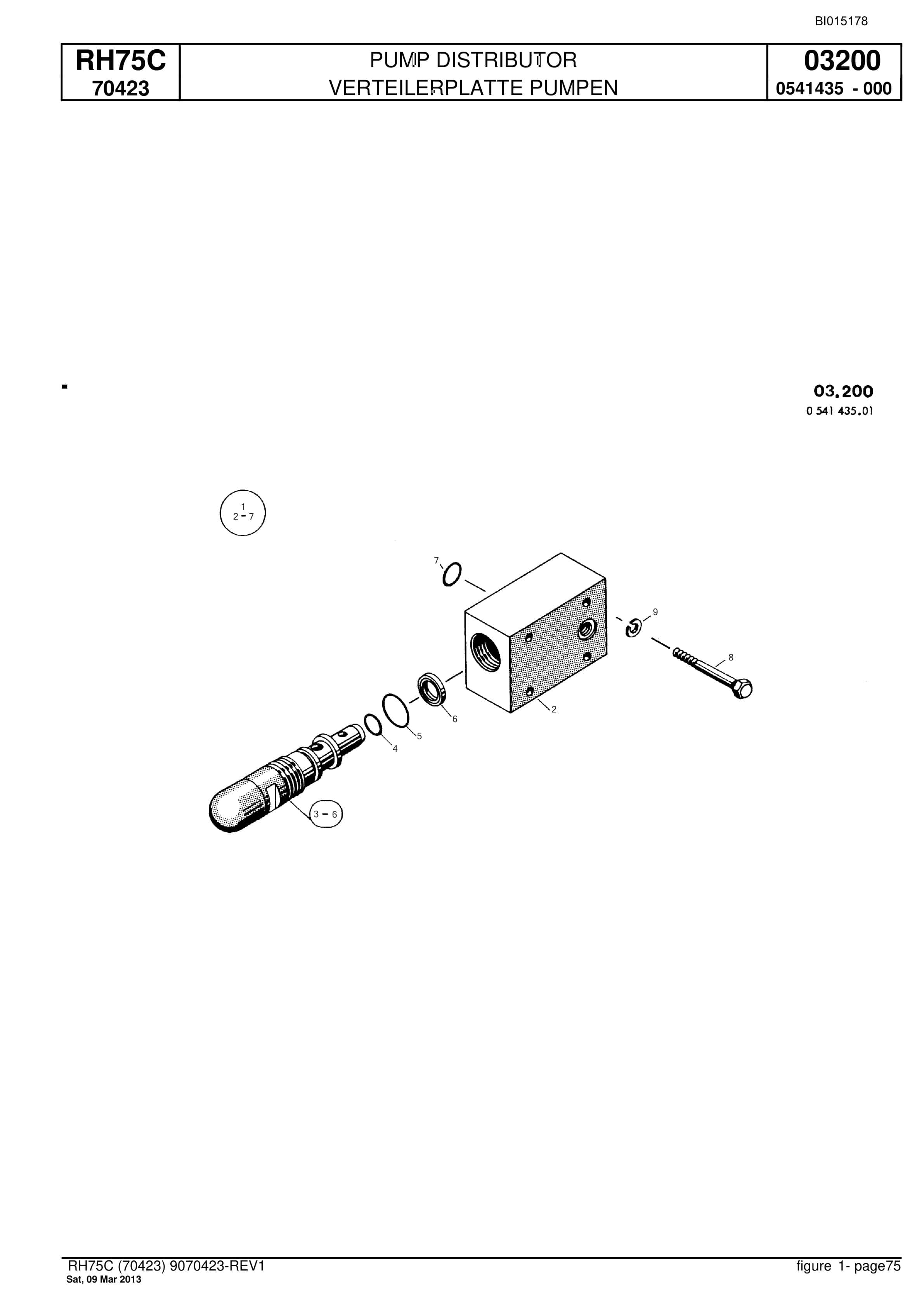 Bucyrus RH75C Hydraulic Excavator Parts Catalog BI015178-5