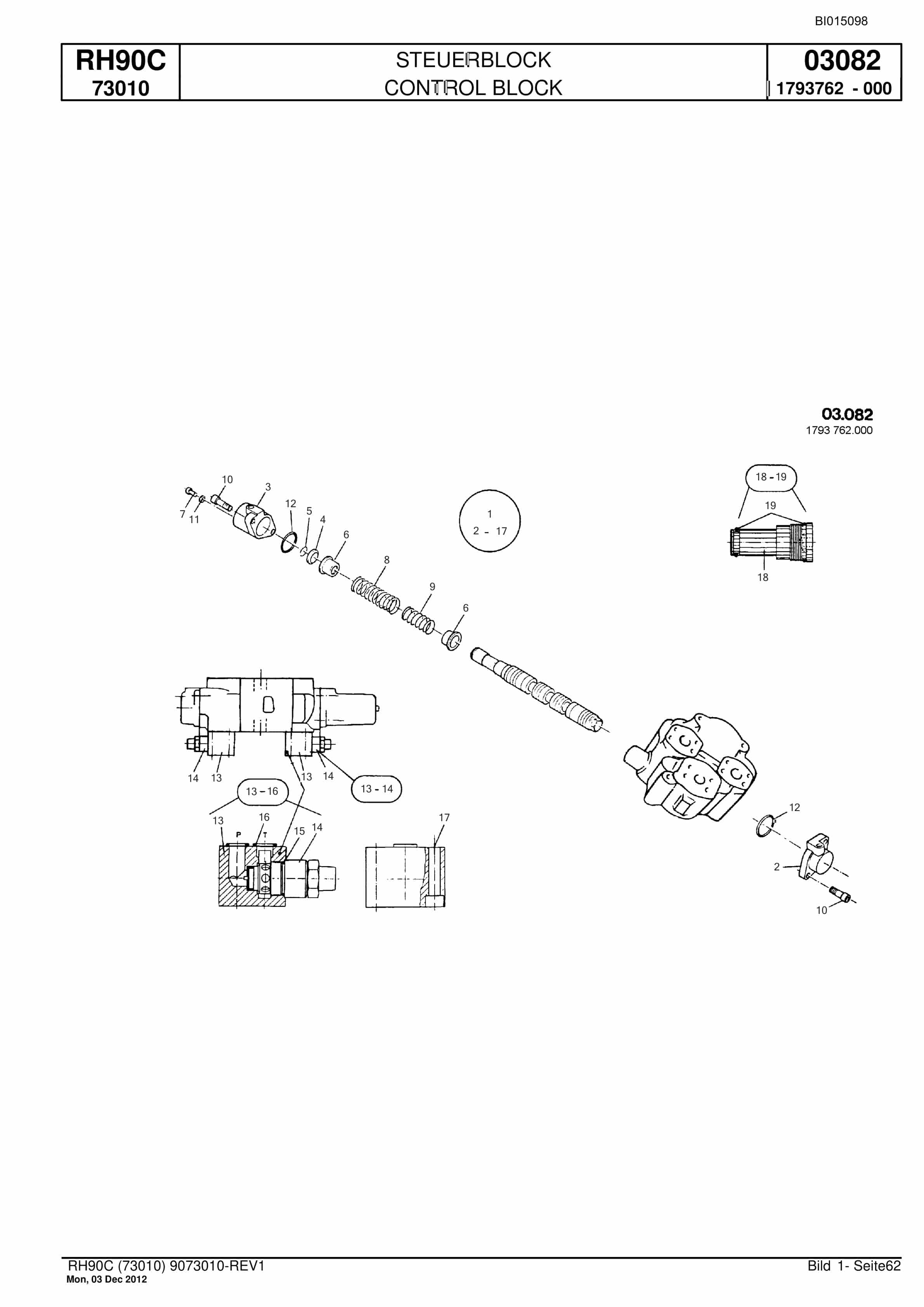 Bucyrus RH90C Hydraulic Excavator Parts Catalog BI015098-3