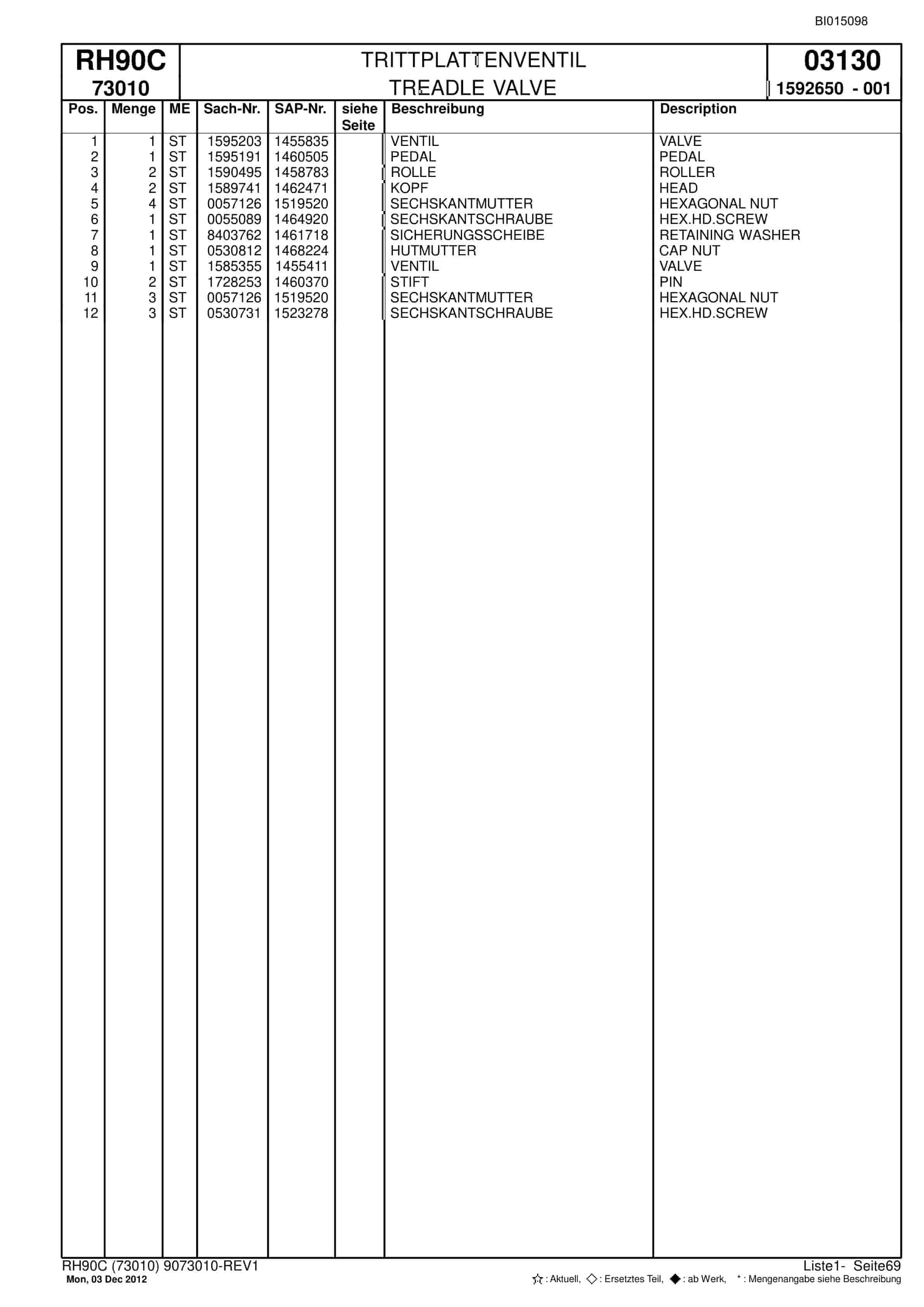 Bucyrus RH90C Hydraulic Excavator Parts Catalog BI015098-4