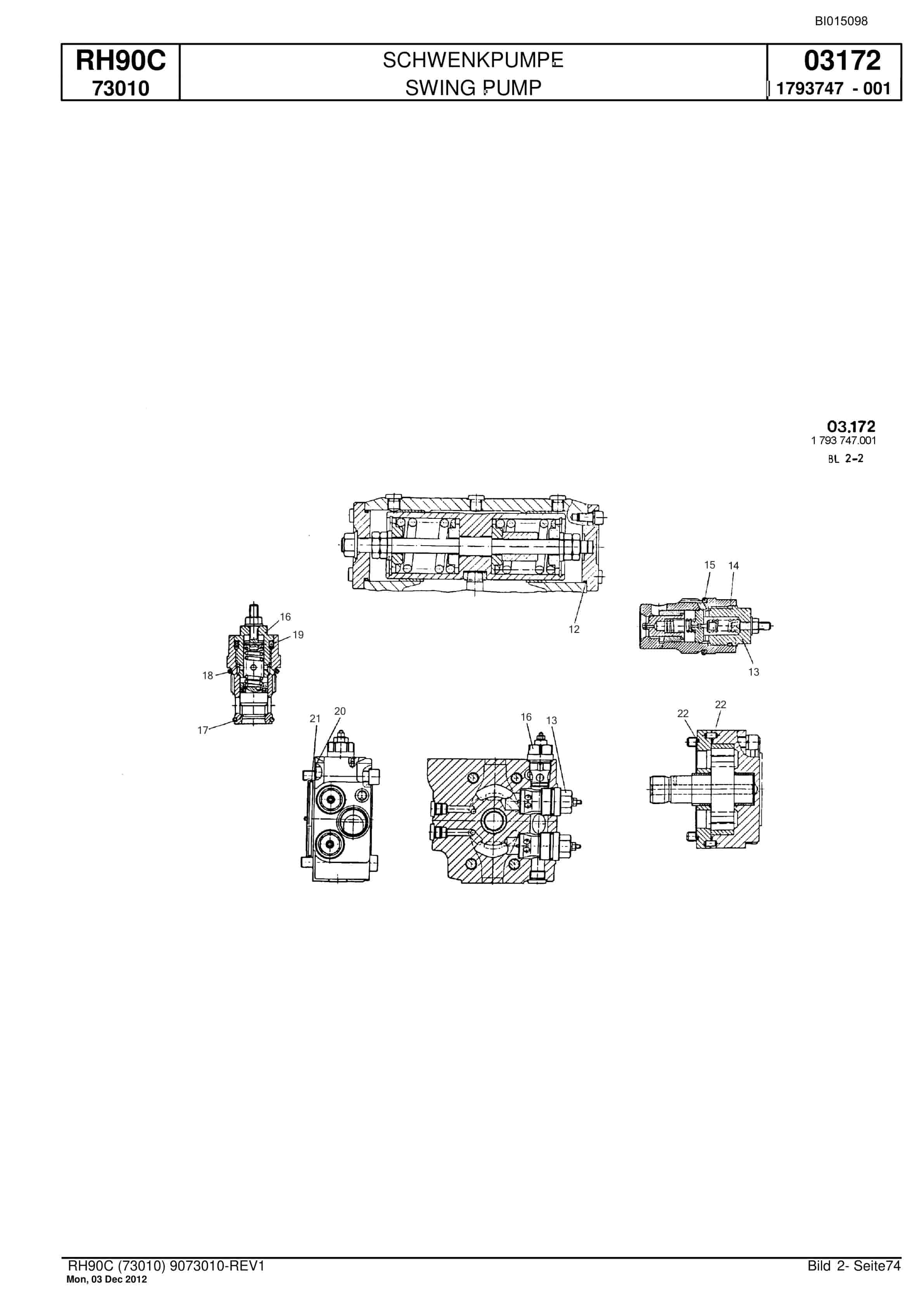 Bucyrus RH90C Hydraulic Excavator Parts Catalog BI015098-5