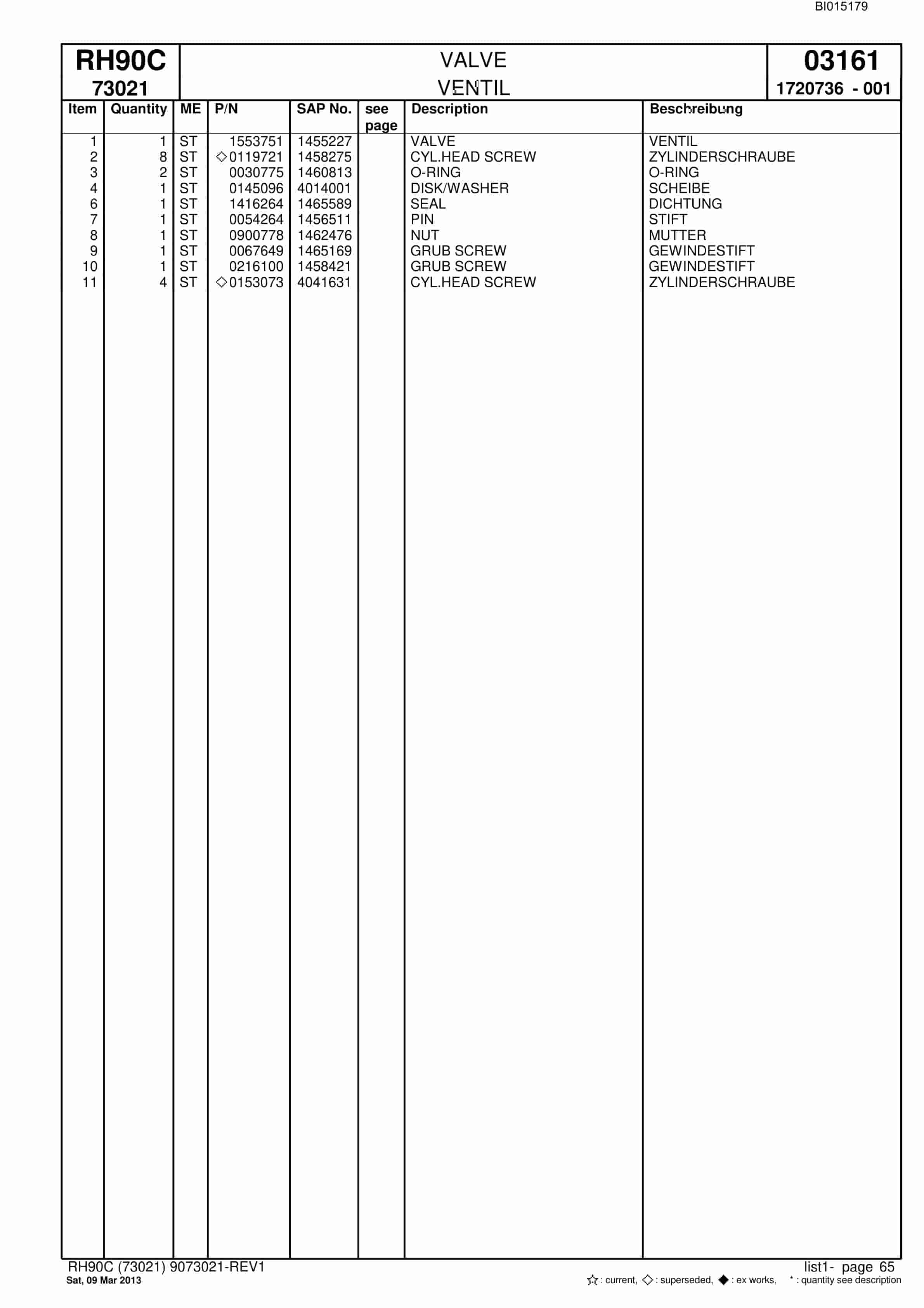 Bucyrus RH90C Hydraulic Excavator Parts Catalog BI015179-4