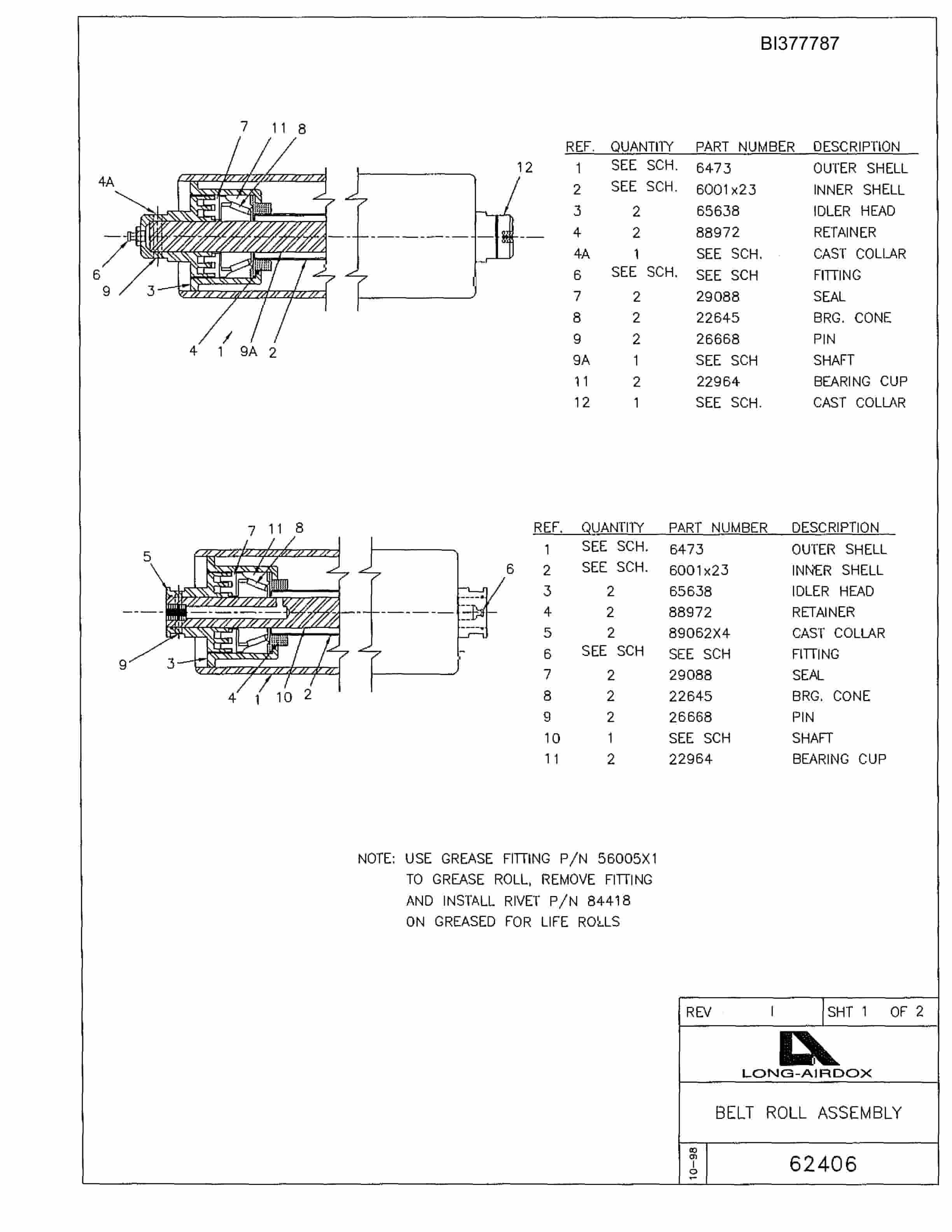 Bucyrus S-20 Tail Section Parts Catalog BI377787-2