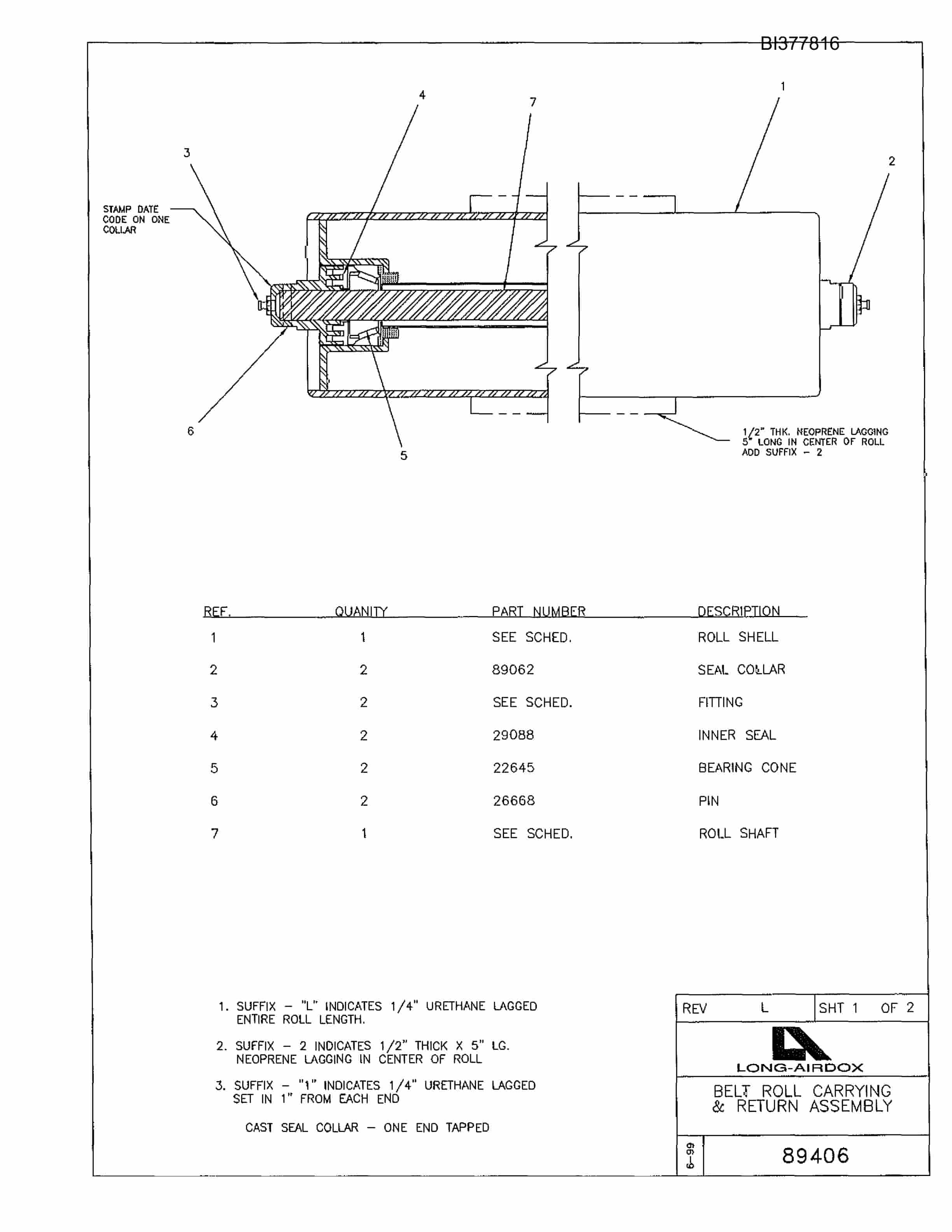 Bucyrus S-20 Tail Section Parts Catalog BI377816-4