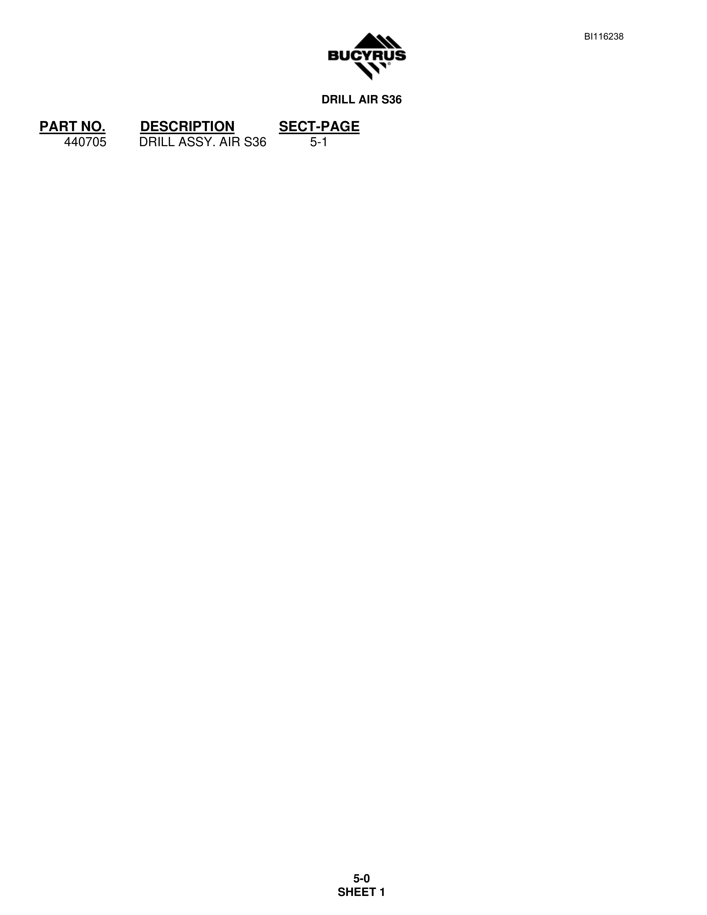 Bucyrus S09-6230-40 Parts Catalog BI116238-2
