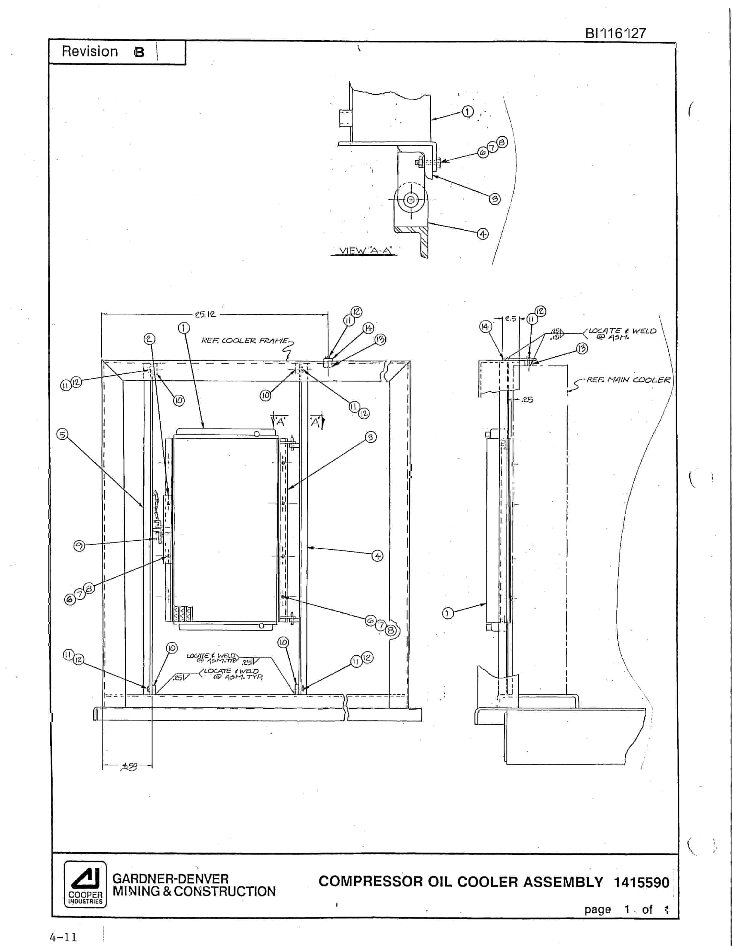 Bucyrus SCH2500 Hydra-Trac Self Contained Hydraulic Track Drill Parts Catalog BI116127-2