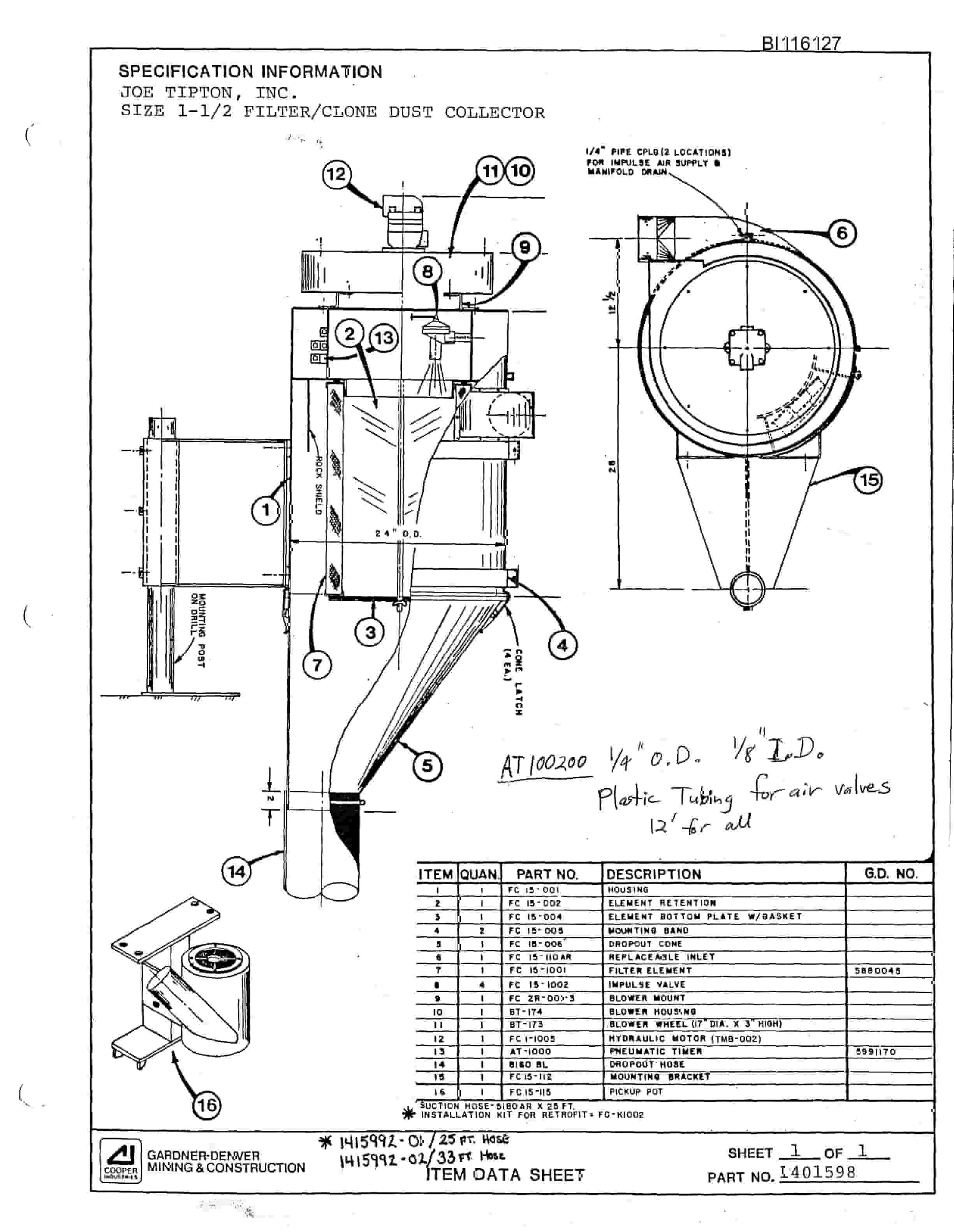Bucyrus SCH2500 Hydra-Trac Self Contained Hydraulic Track Drill Parts Catalog BI116127-4