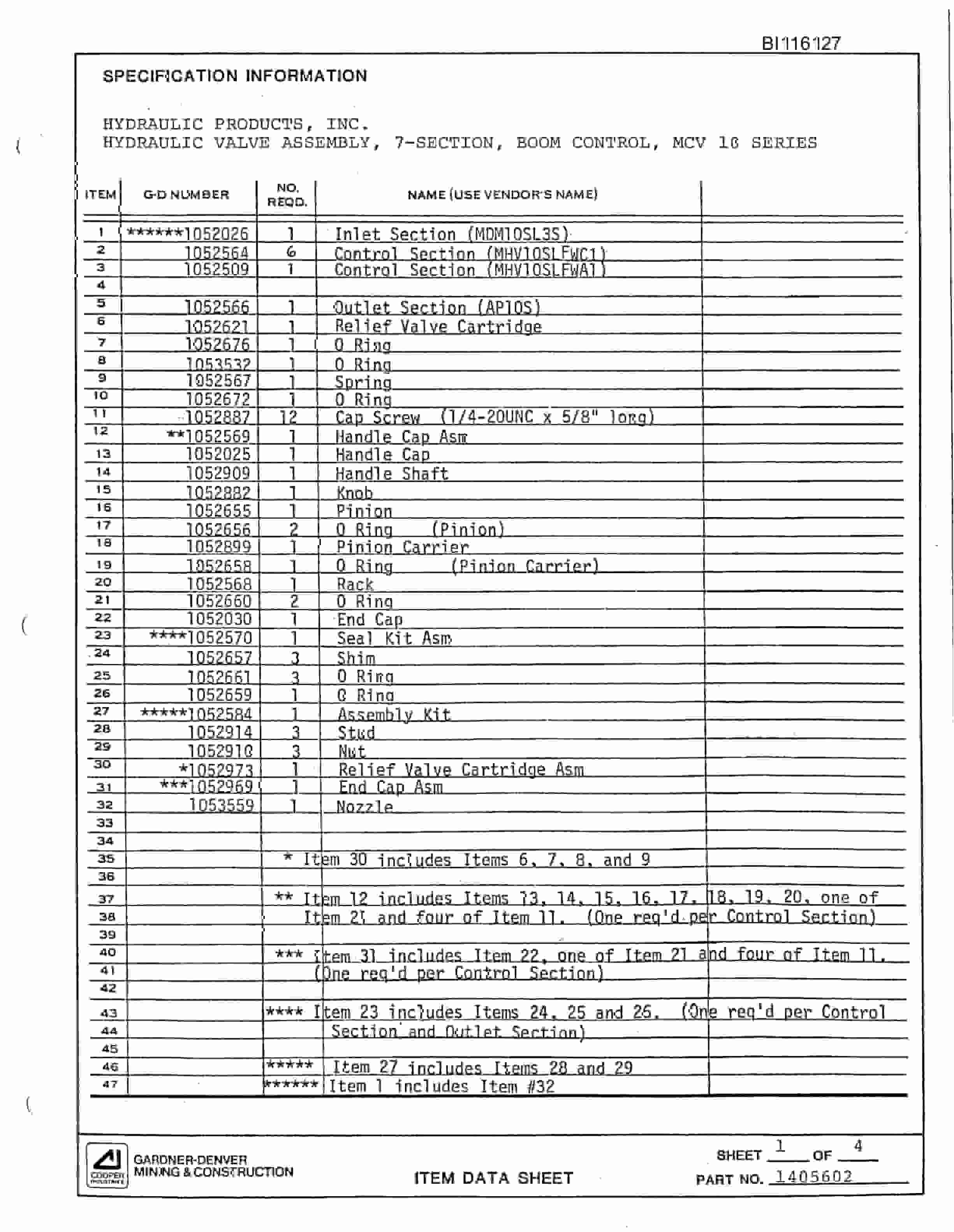 Bucyrus SCH2500 Hydra-Trac Self Contained Hydraulic Track Drill Parts Catalog BI116127-5