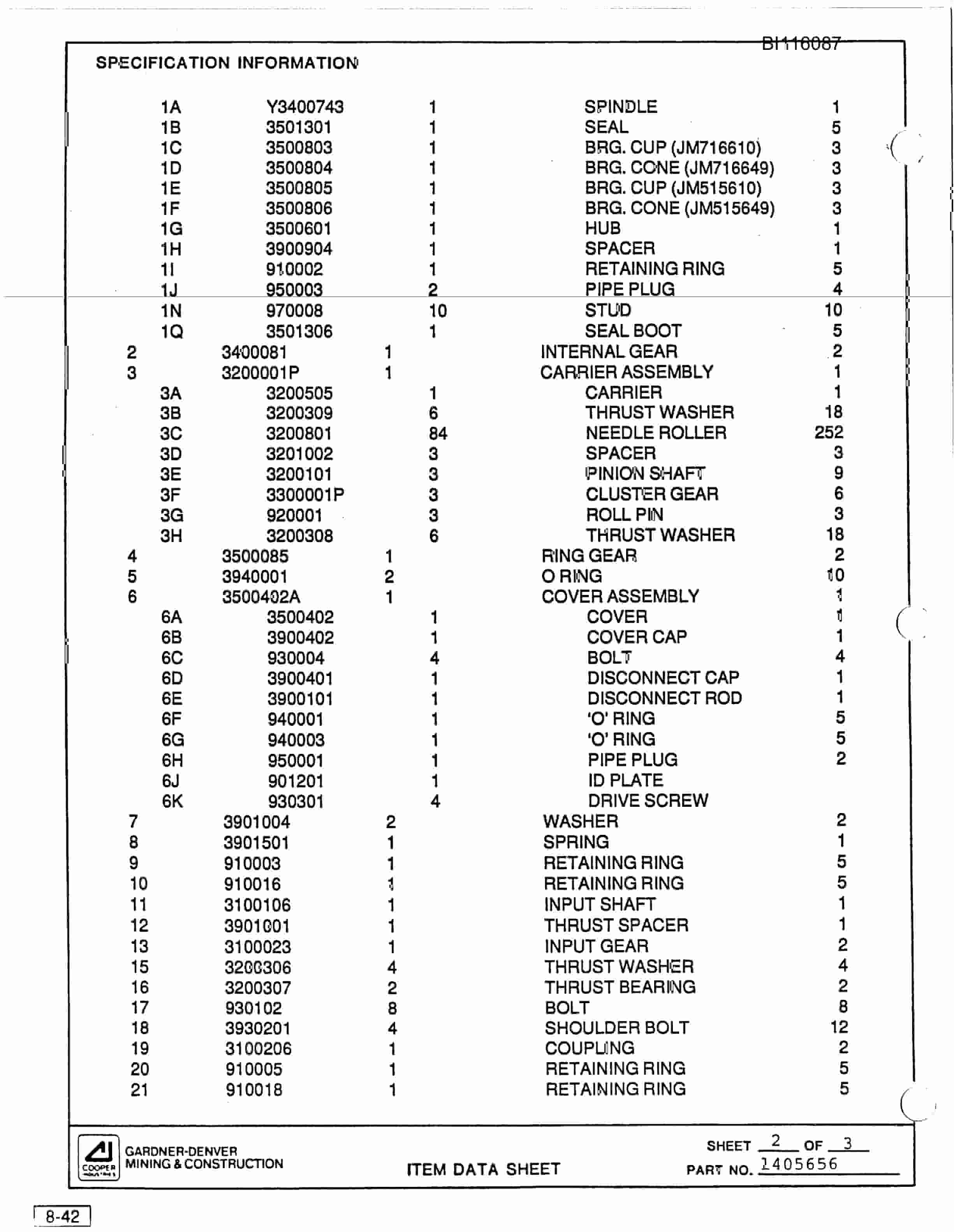 Bucyrus SCH2500 Hydra-Trac Self Contained Hydraulic Track Drill Technical Manual BI116087-5