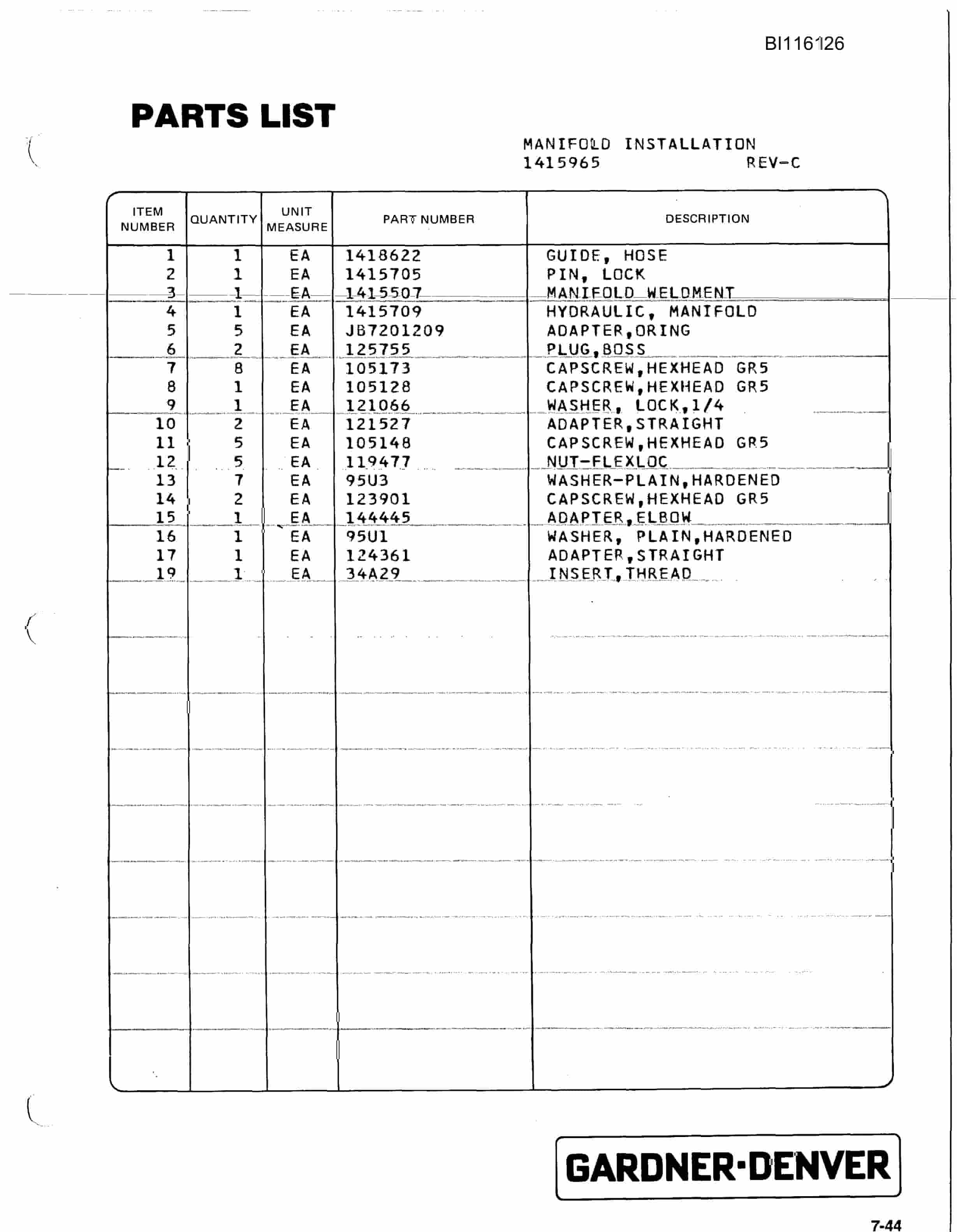 Bucyrus SCH2500, SCH2500A Hydra-Trac Self Contained Hydraulic Track Drill Parts Catalog BI116126-2