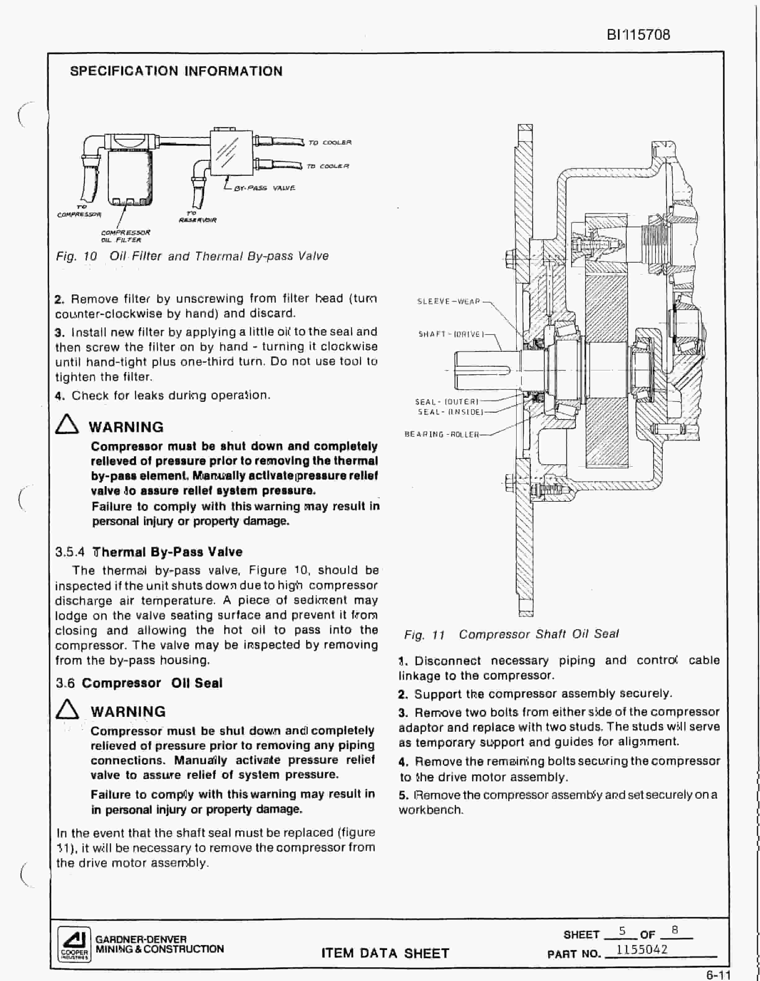 Bucyrus SCH3500BV Hydra-Trac All-Hydraulic Drilling Package Parts Catalog BI115708-2
