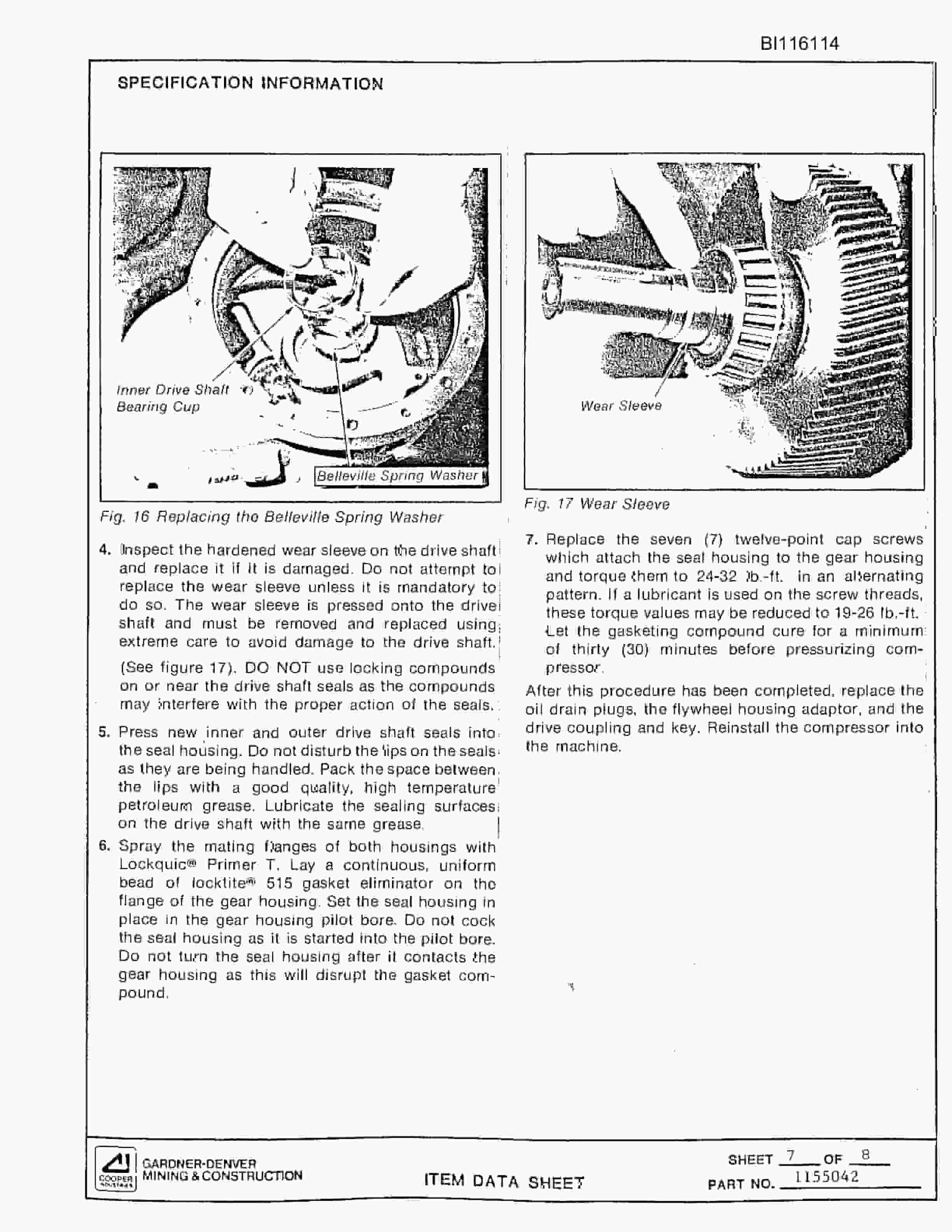Bucyrus SCH3500BV Hydra-Trac All-Hydraulic Drilling Package Parts Catalog BI116114-2