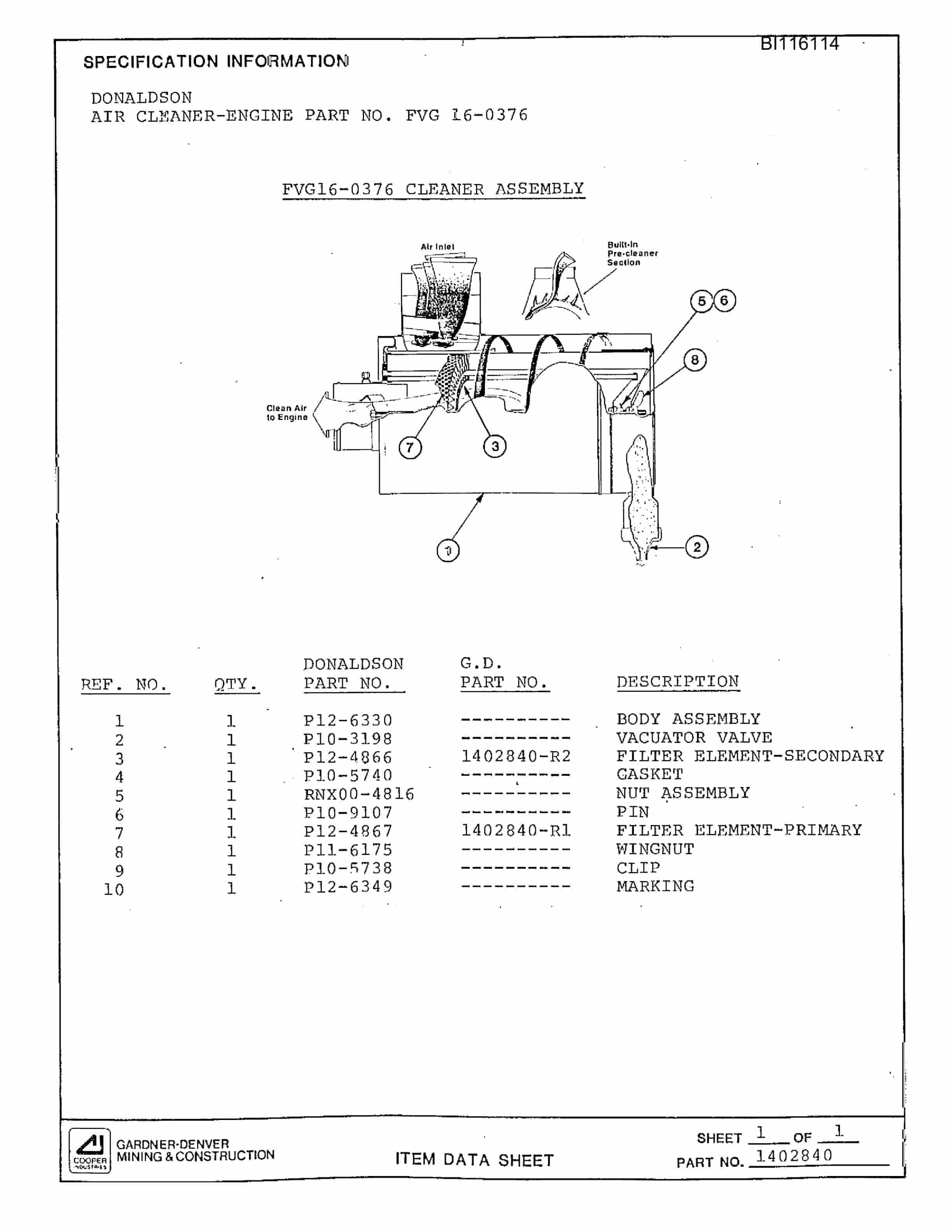 Bucyrus SCH3500BV Hydra-Trac All-Hydraulic Drilling Package Parts Catalog BI116114-4