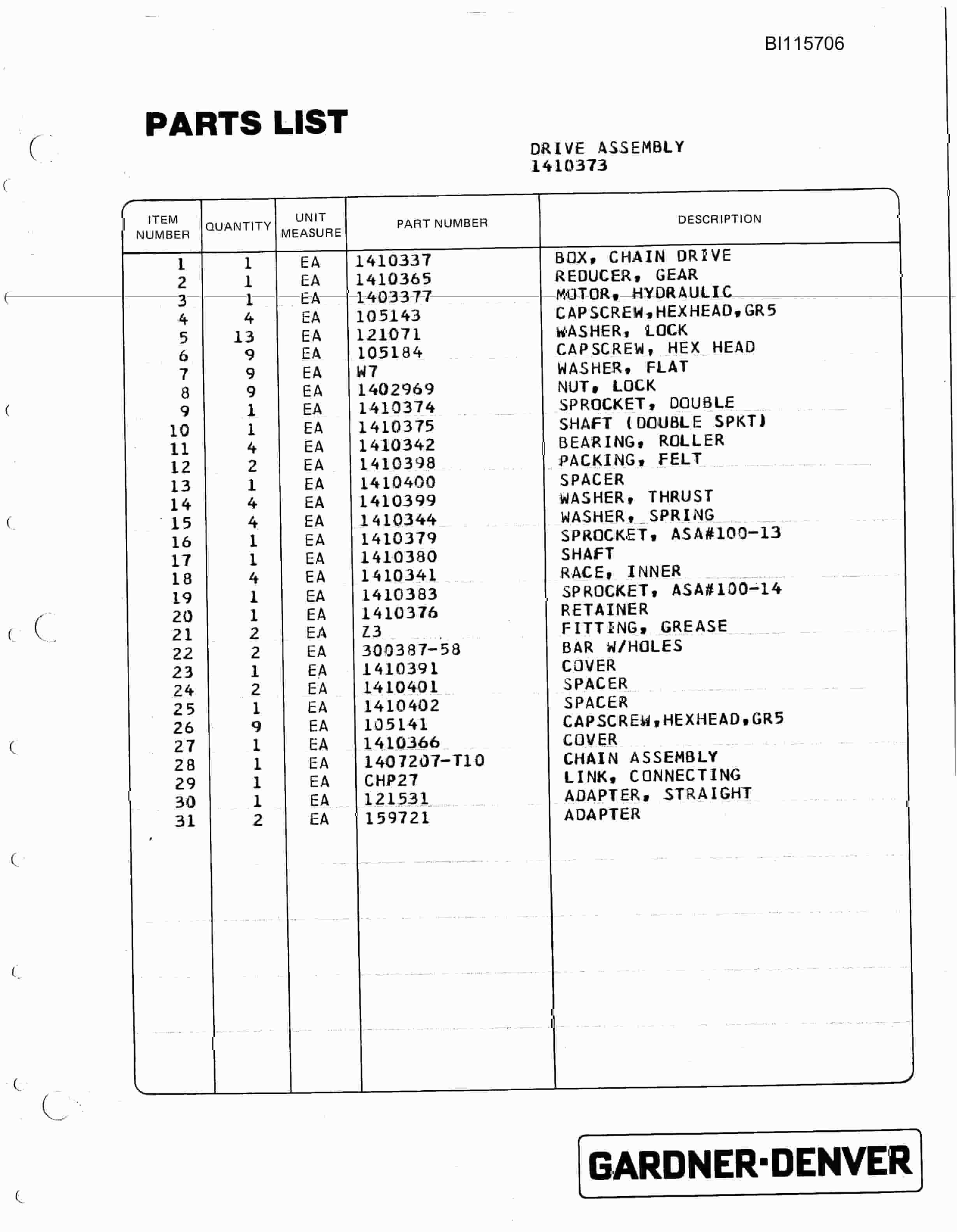 Bucyrus SCH3500BV Parts Catalog BI115706-2