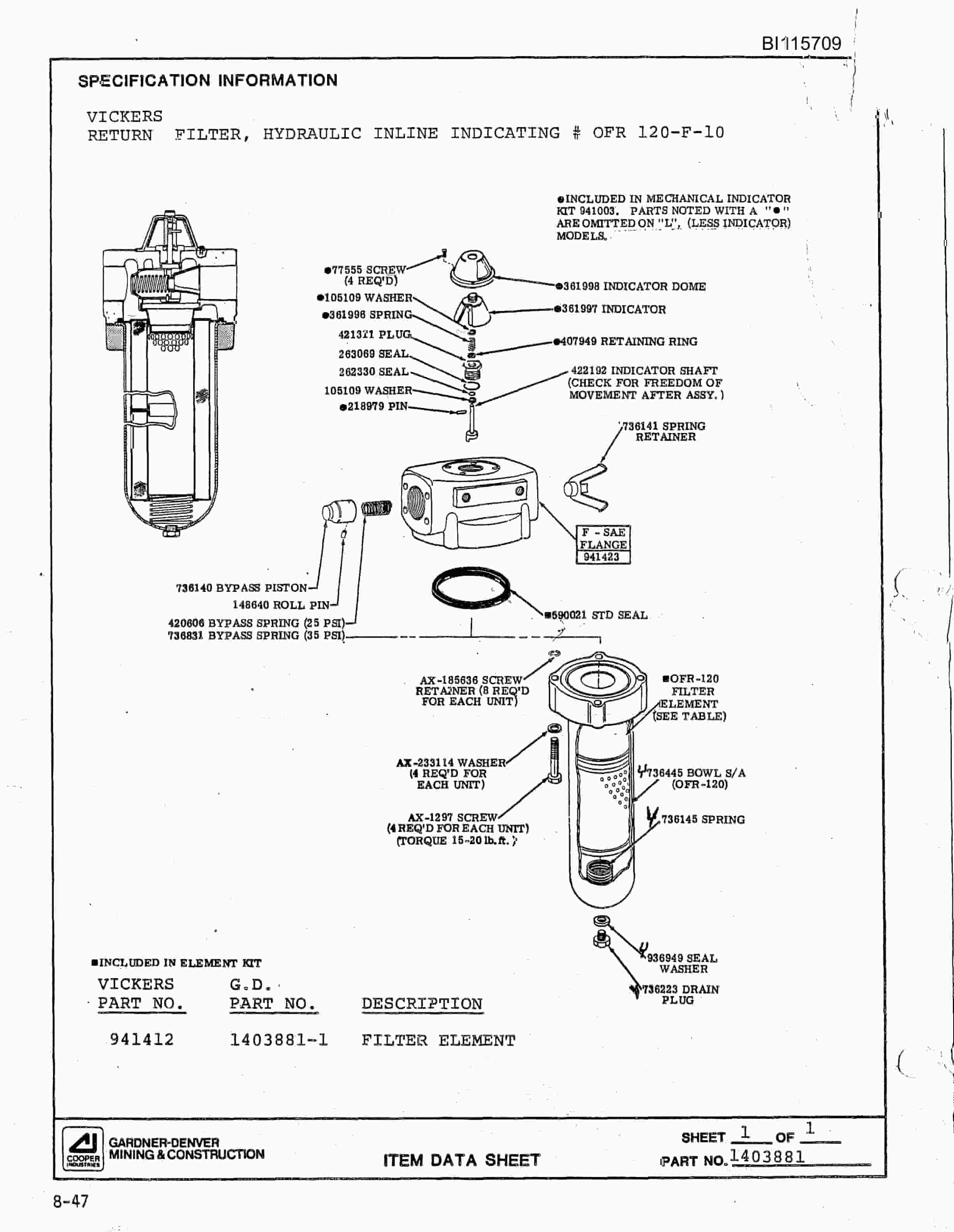 Bucyrus SCH3500BV1 Hydra-Trac Self Contained Hydraulic Track Drill Parts Catalog BI115709-4
