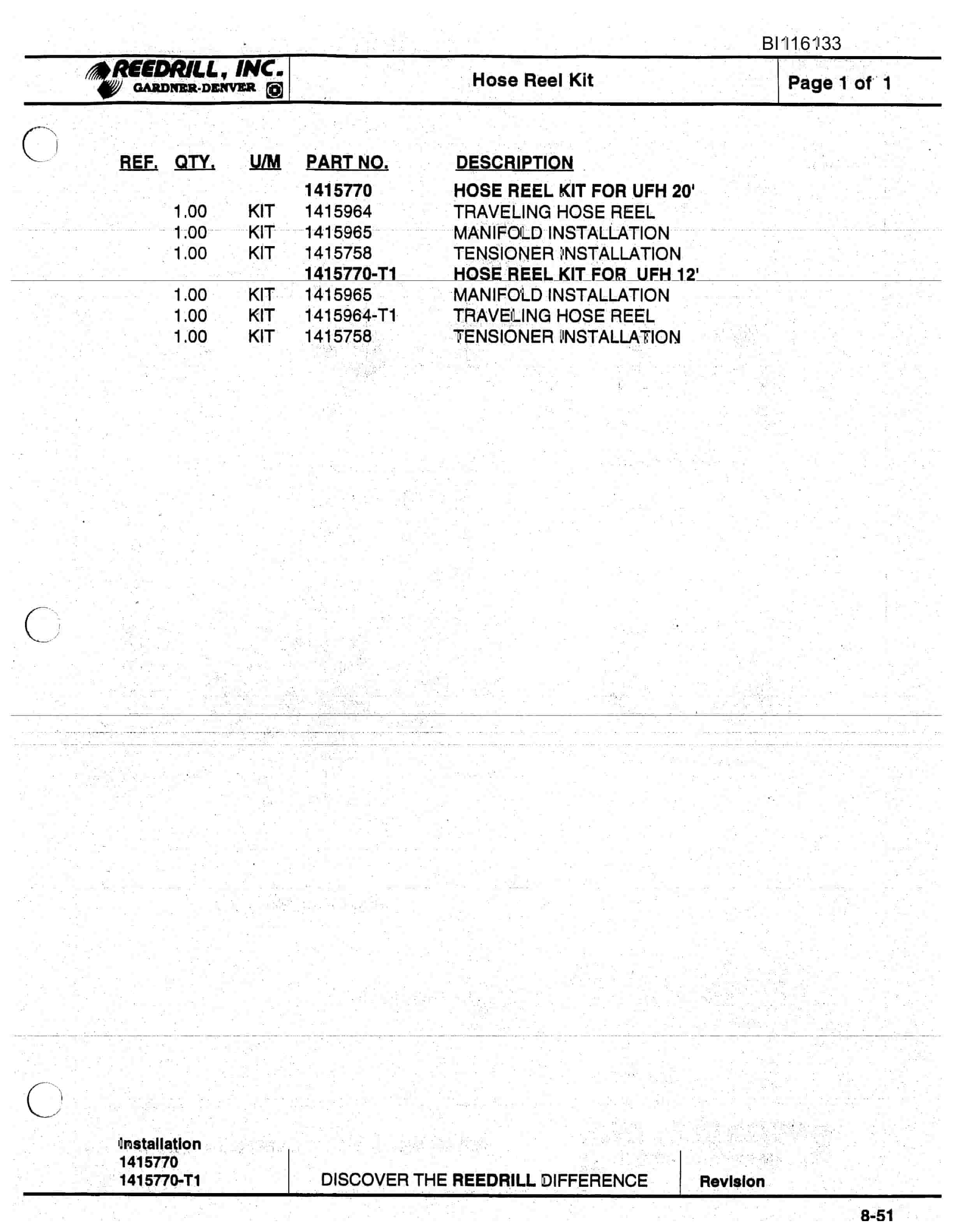 Bucyrus SCH3500BV1 Hydra-Trac Self Contained Hydraulic Track Drill Parts Catalog BI116133-3