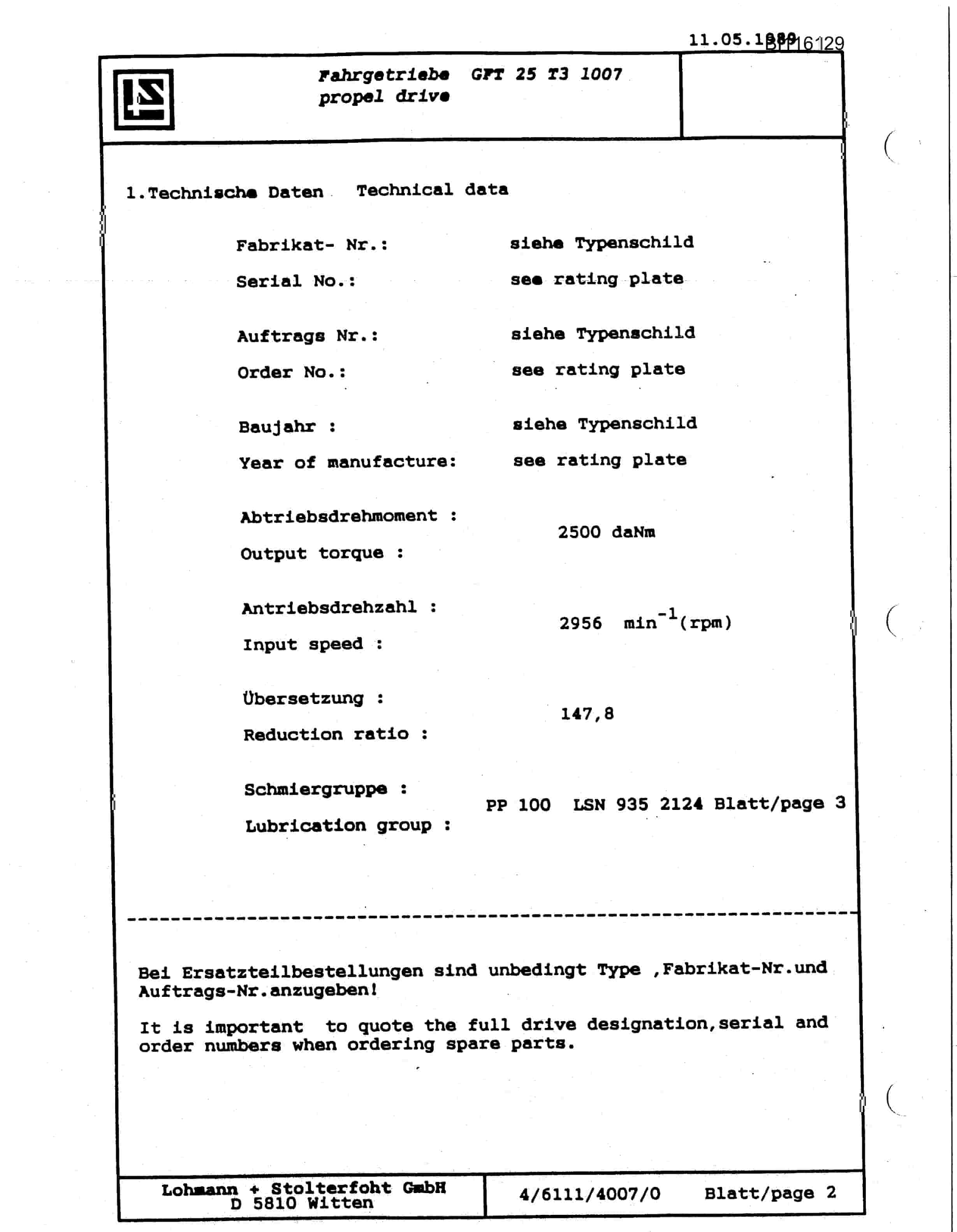 Bucyrus SCH4500 Hydra-Trac Self Contained Hydraulic Track Drill Parts Catalog BI116129-5