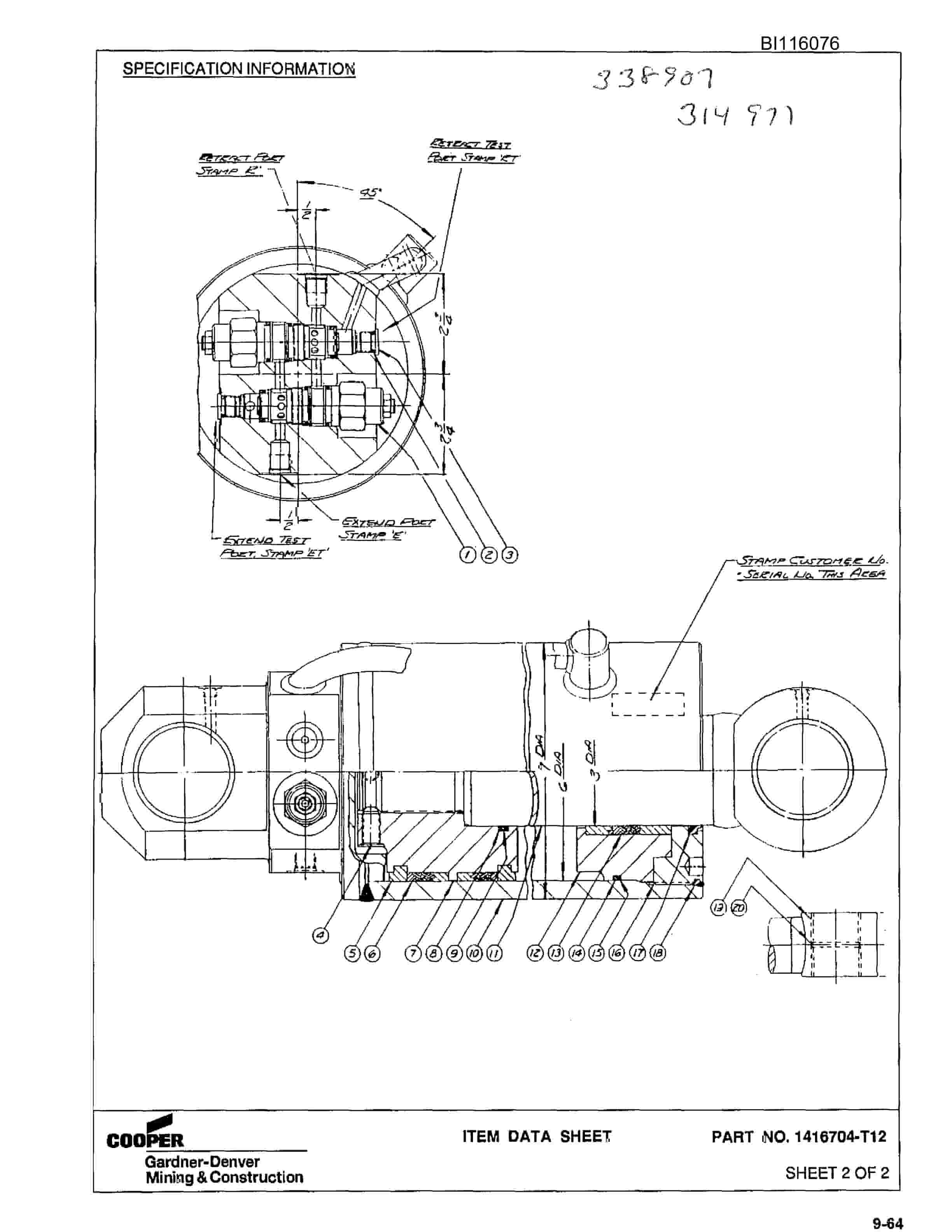 Bucyrus SCH5000 Hydra-Trac Self Contained Hydraulic Track Drill Parts Catalog BI116076-5