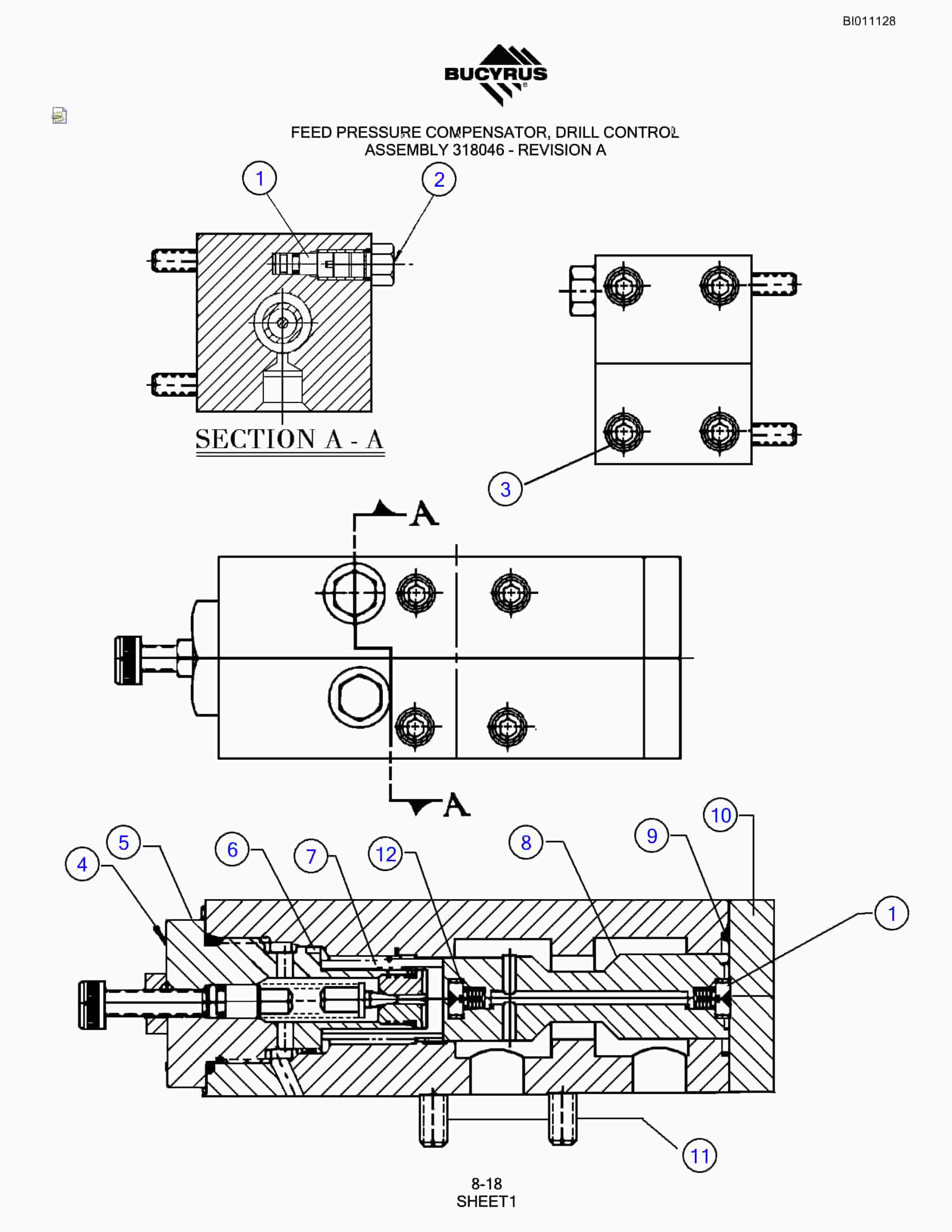 Bucyrus SCH5000 Hydraulic Track Drill Parts Manual BI011128-3
