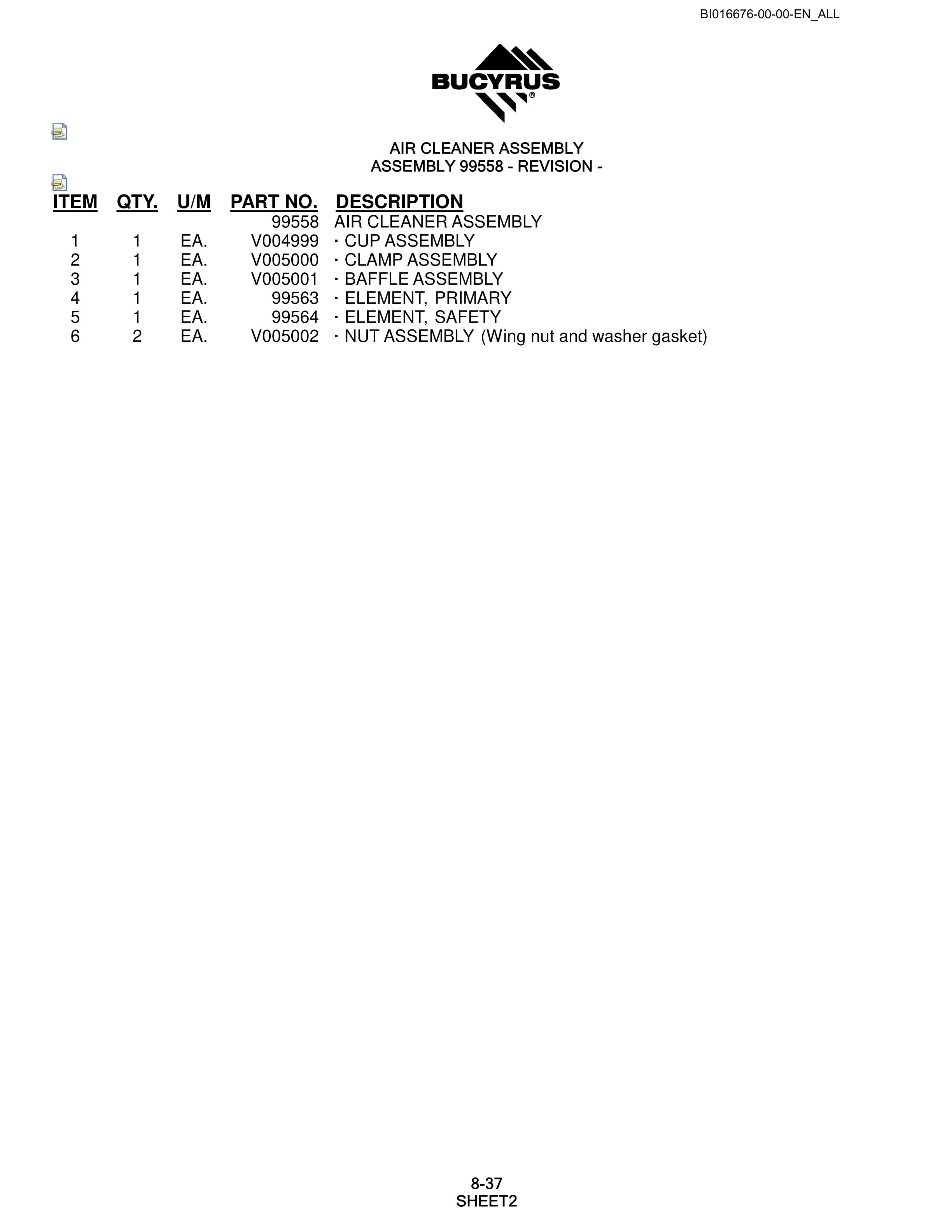 Bucyrus SCH5000 Hydraulic Track Drill Parts Manual BI016676-4