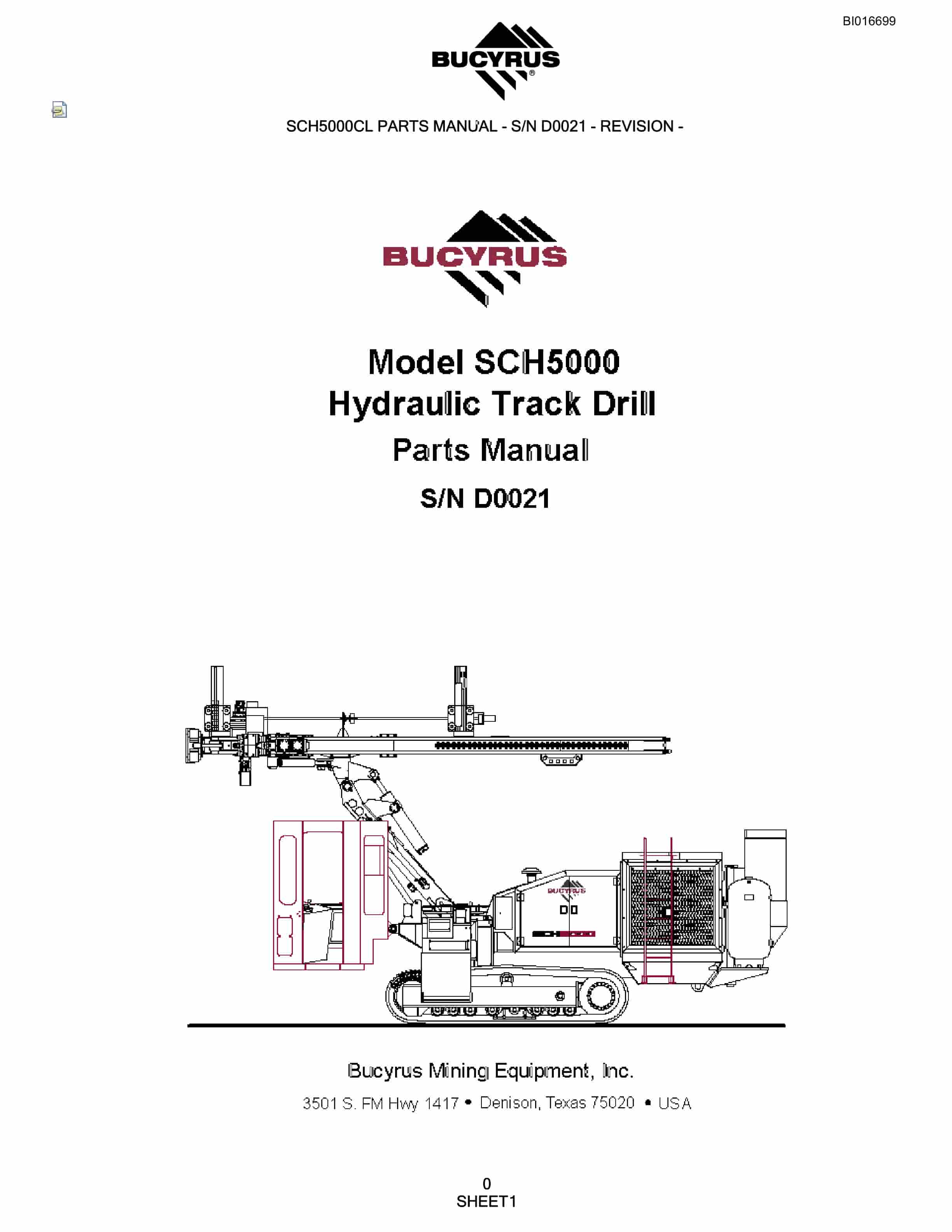 Bucyrus SCH5000 Hydraulic Track Drill Parts Manual BI016699