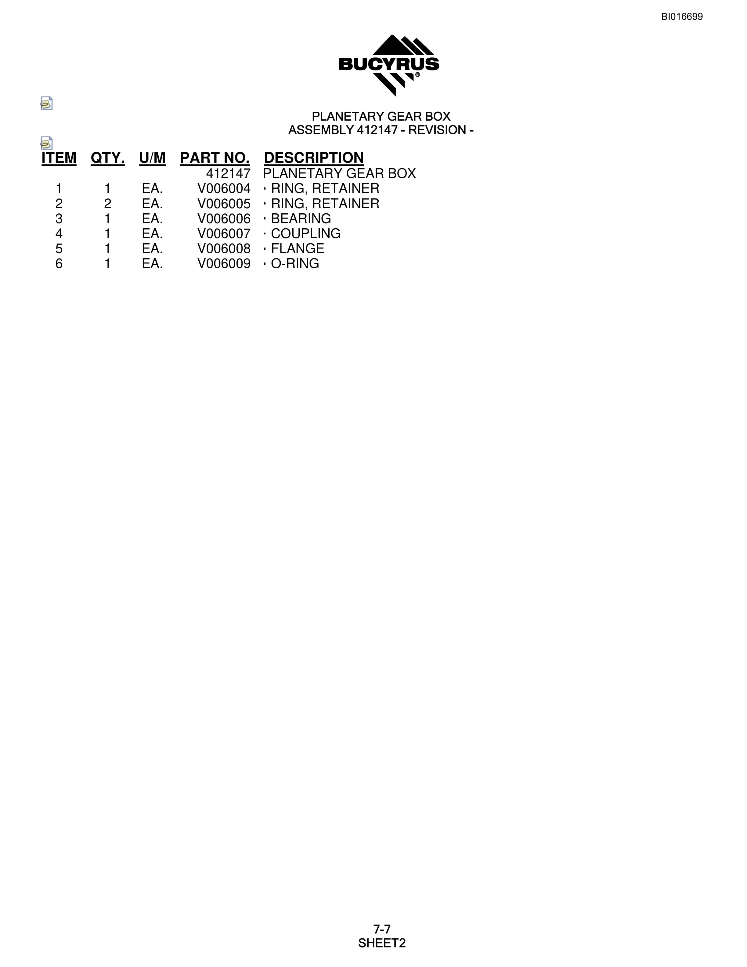 Bucyrus SCH5000 Hydraulic Track Drill Parts Manual BI016699-2