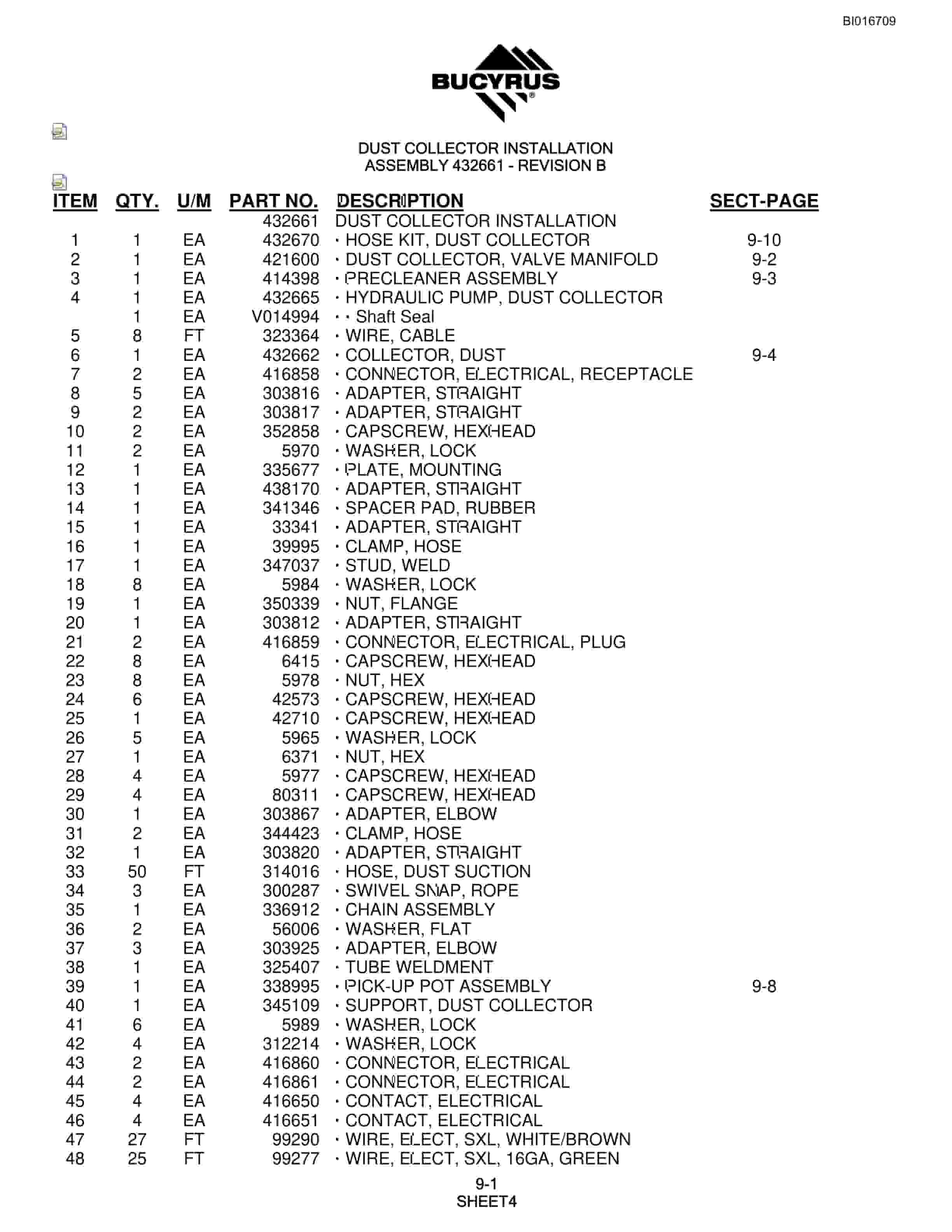 Bucyrus SCH5000 Hydraulic Track Drill Parts Manual BI016709-5