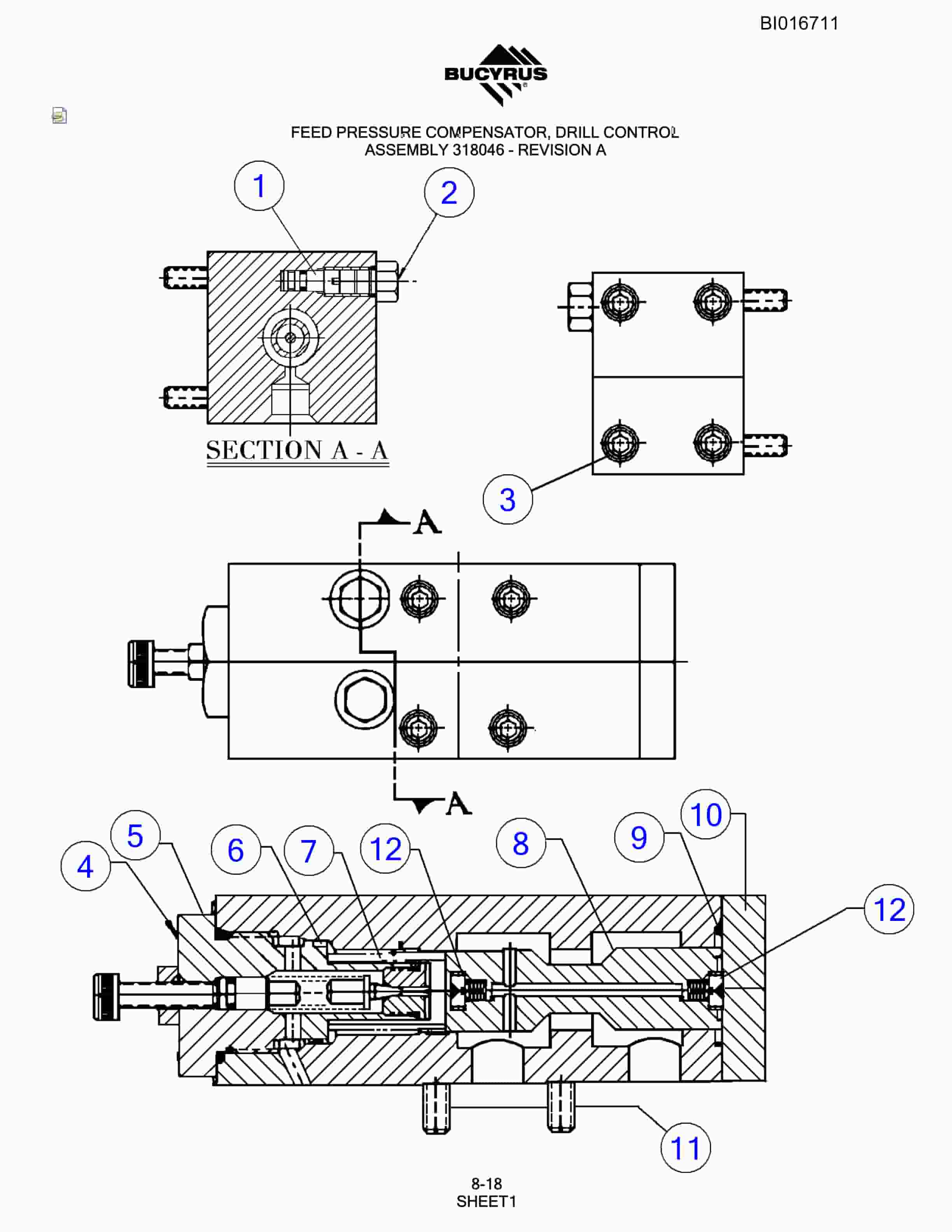 Bucyrus SCH5000 Hydraulic Track Drill Parts Manual BI016711-3