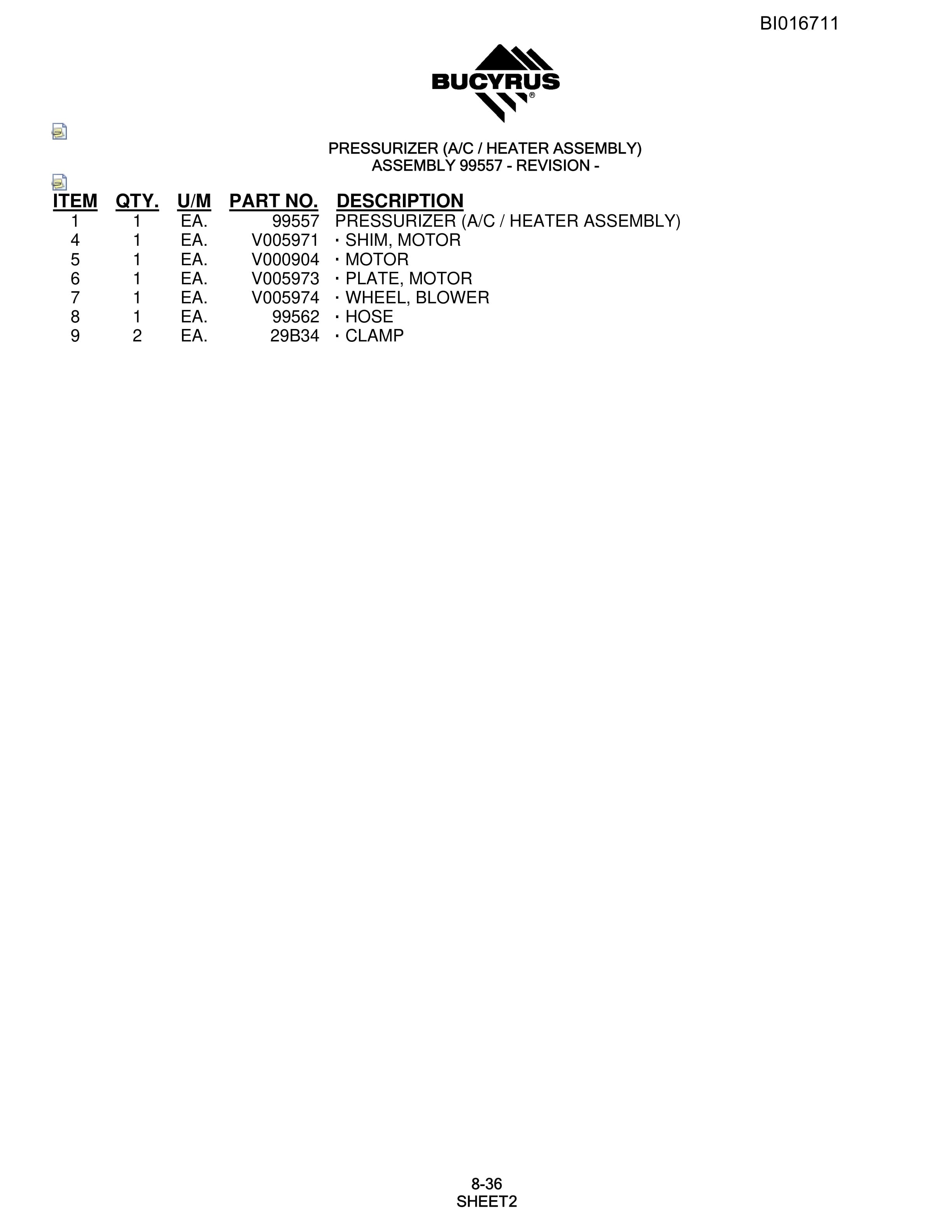 Bucyrus SCH5000 Hydraulic Track Drill Parts Manual BI016711-4