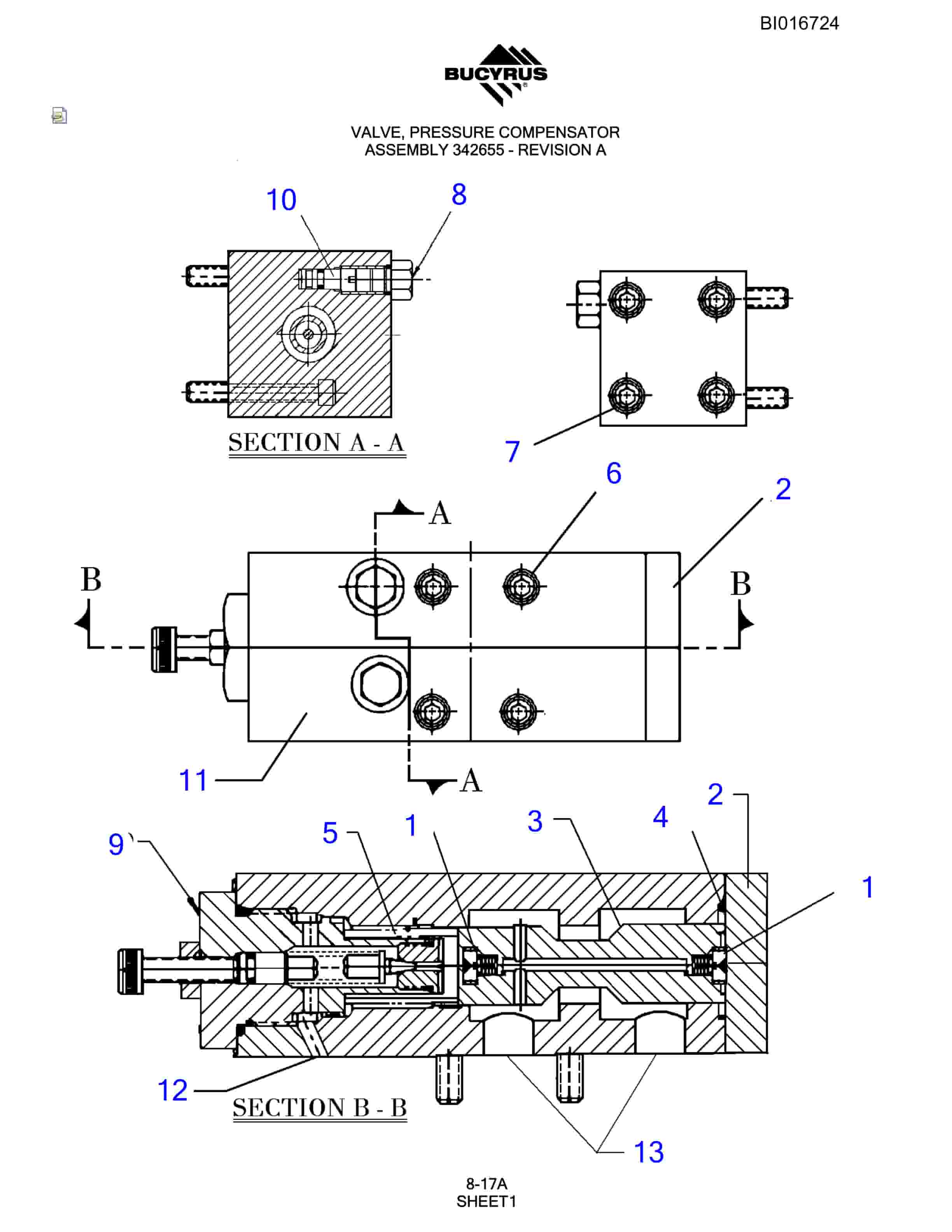 Bucyrus SCH5000 Hydraulic Track Drill Parts Manual BI016724-3