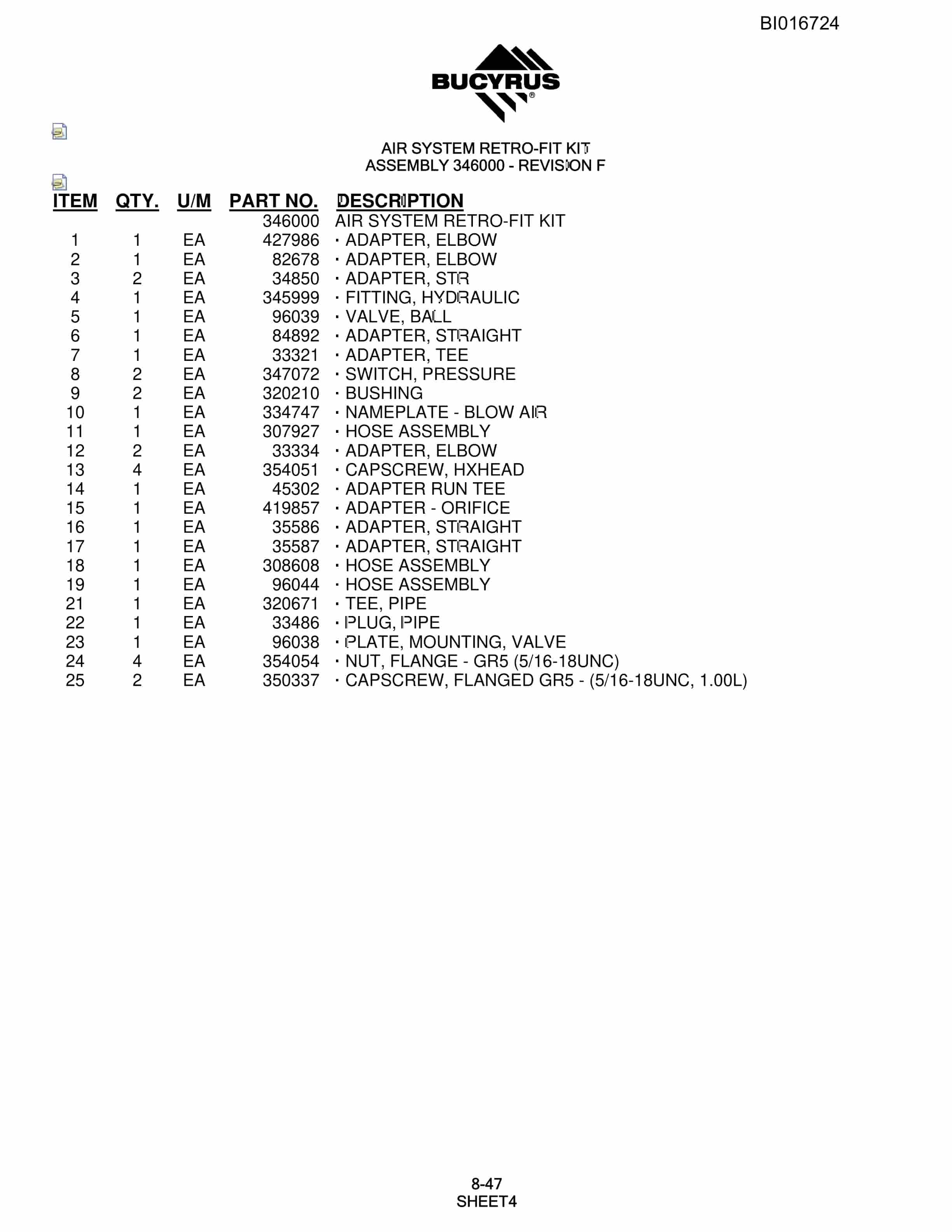 Bucyrus SCH5000 Hydraulic Track Drill Parts Manual BI016724-5