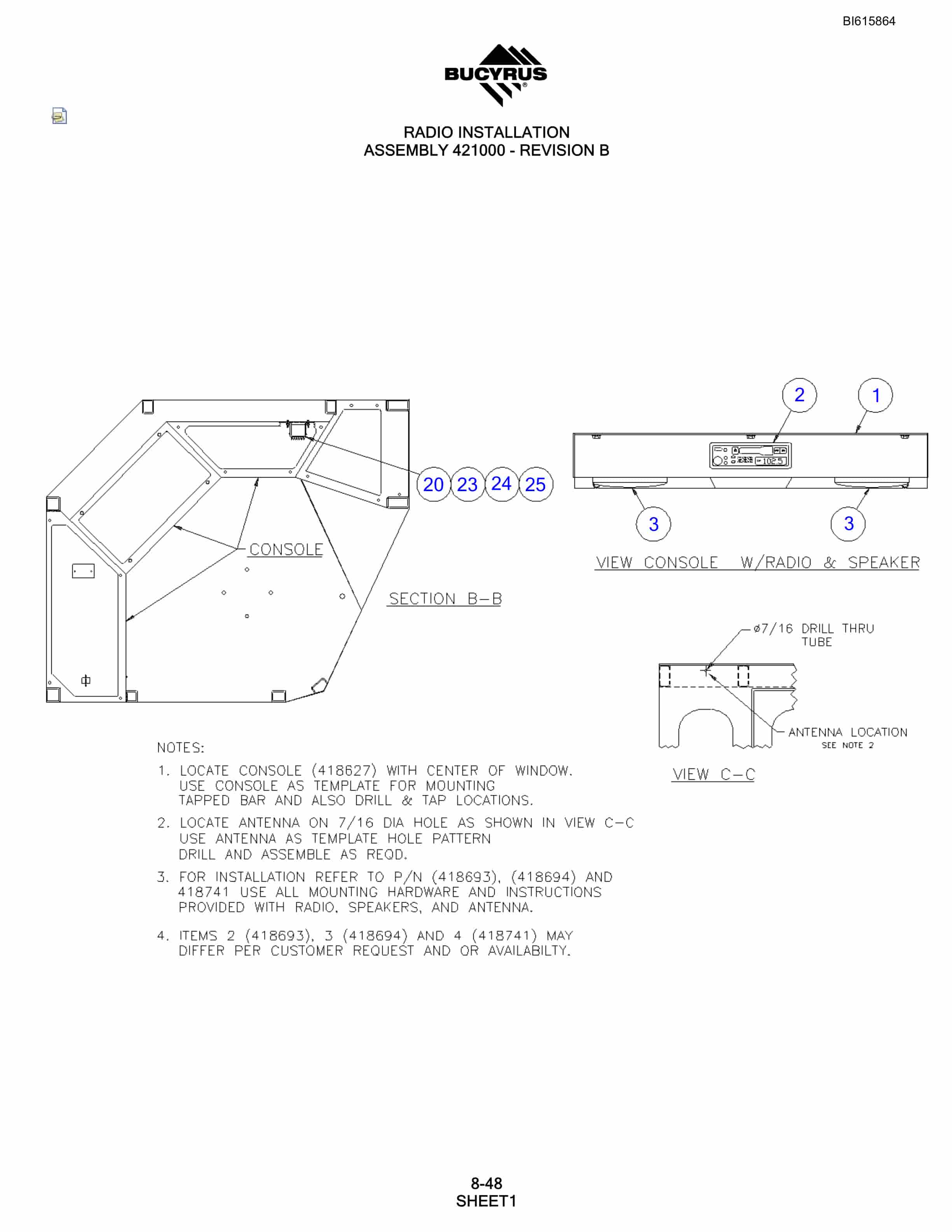 Bucyrus SCH5000 Hydraulic Track Drill Parts Manual BI615864-5
