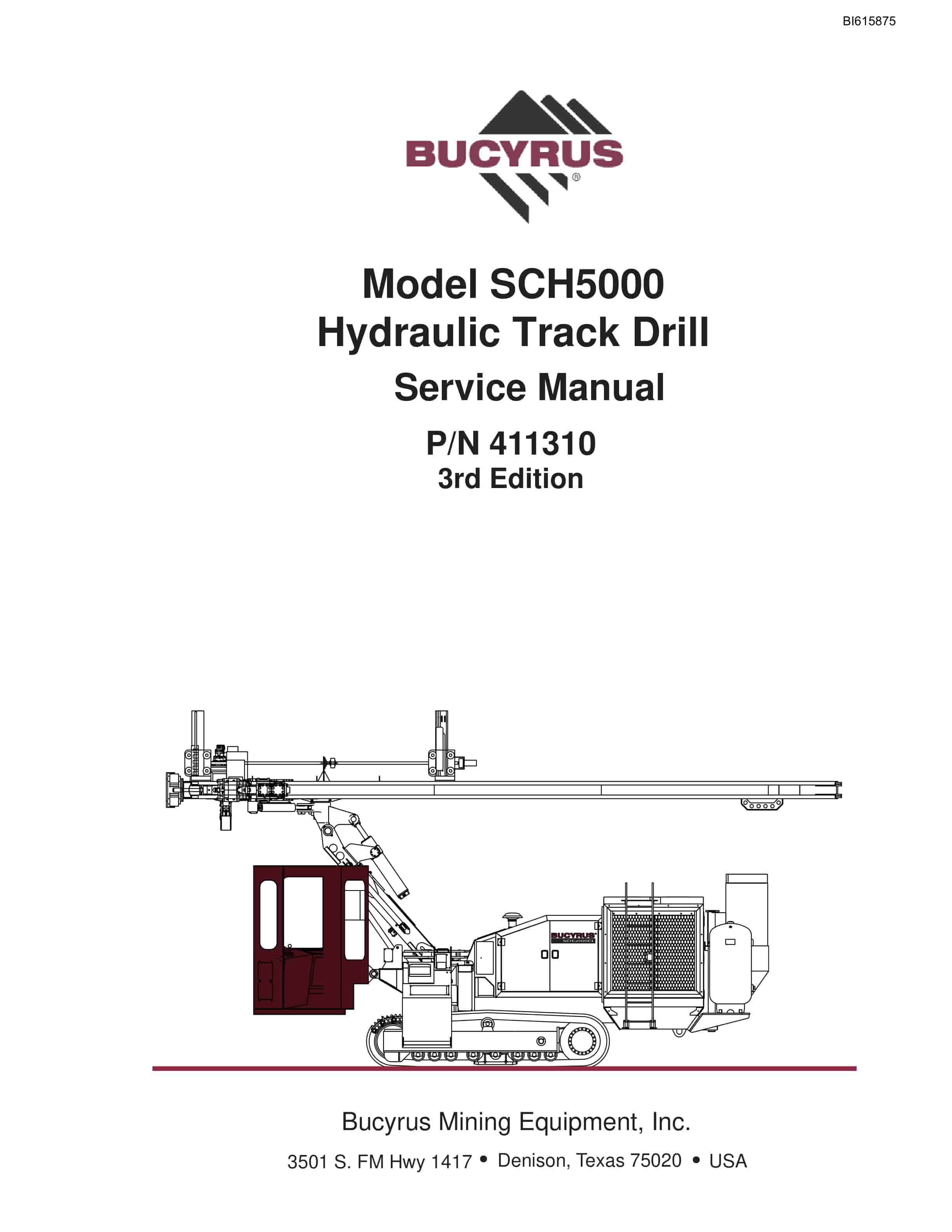 Bucyrus SCH5000 Hydraulic Track Drill Service Manual BI615875