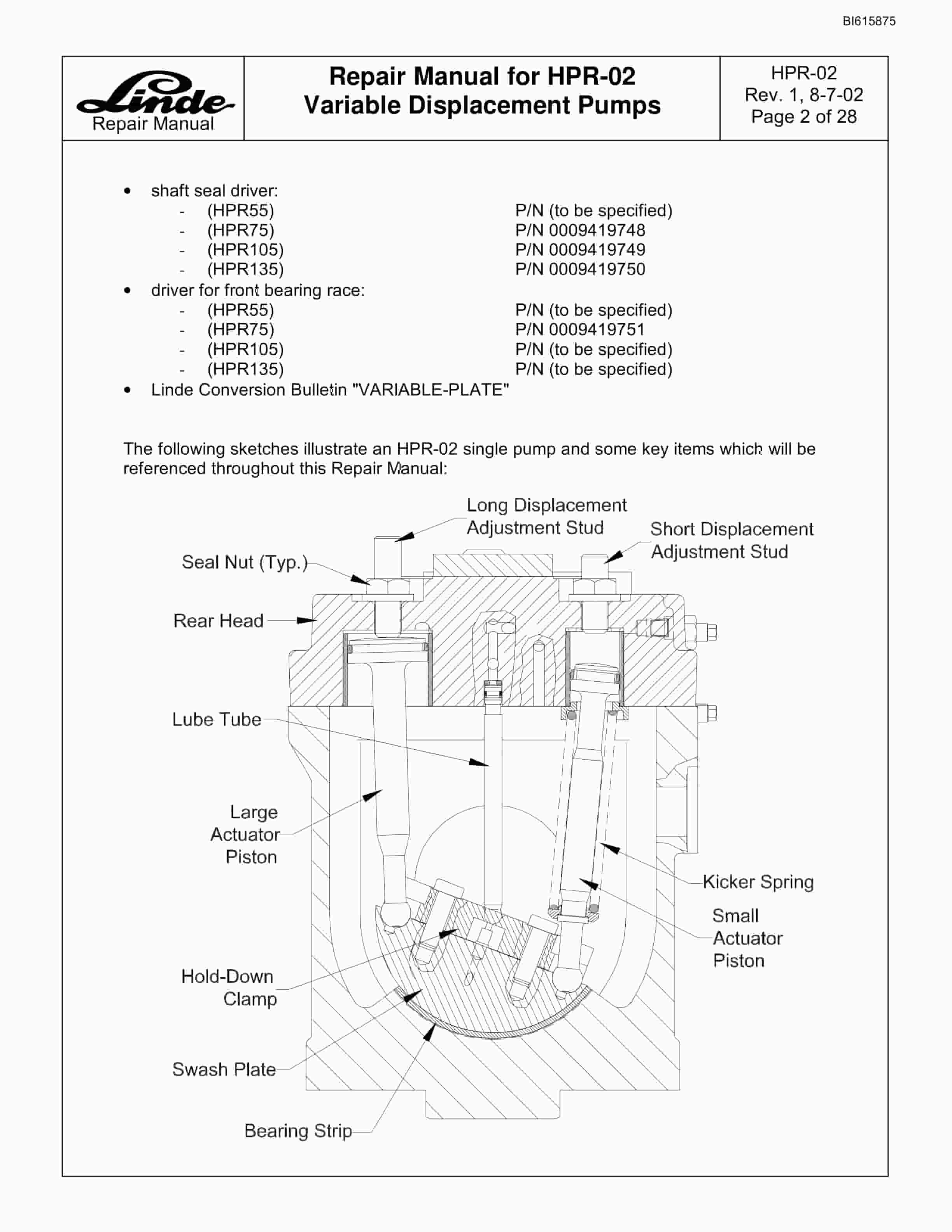 Bucyrus SCH5000 Hydraulic Track Drill Service Manual BI615875 4 Bucyrus SCH5000 Hydraulic Track Drill Service Manual BI615875 - Image 4