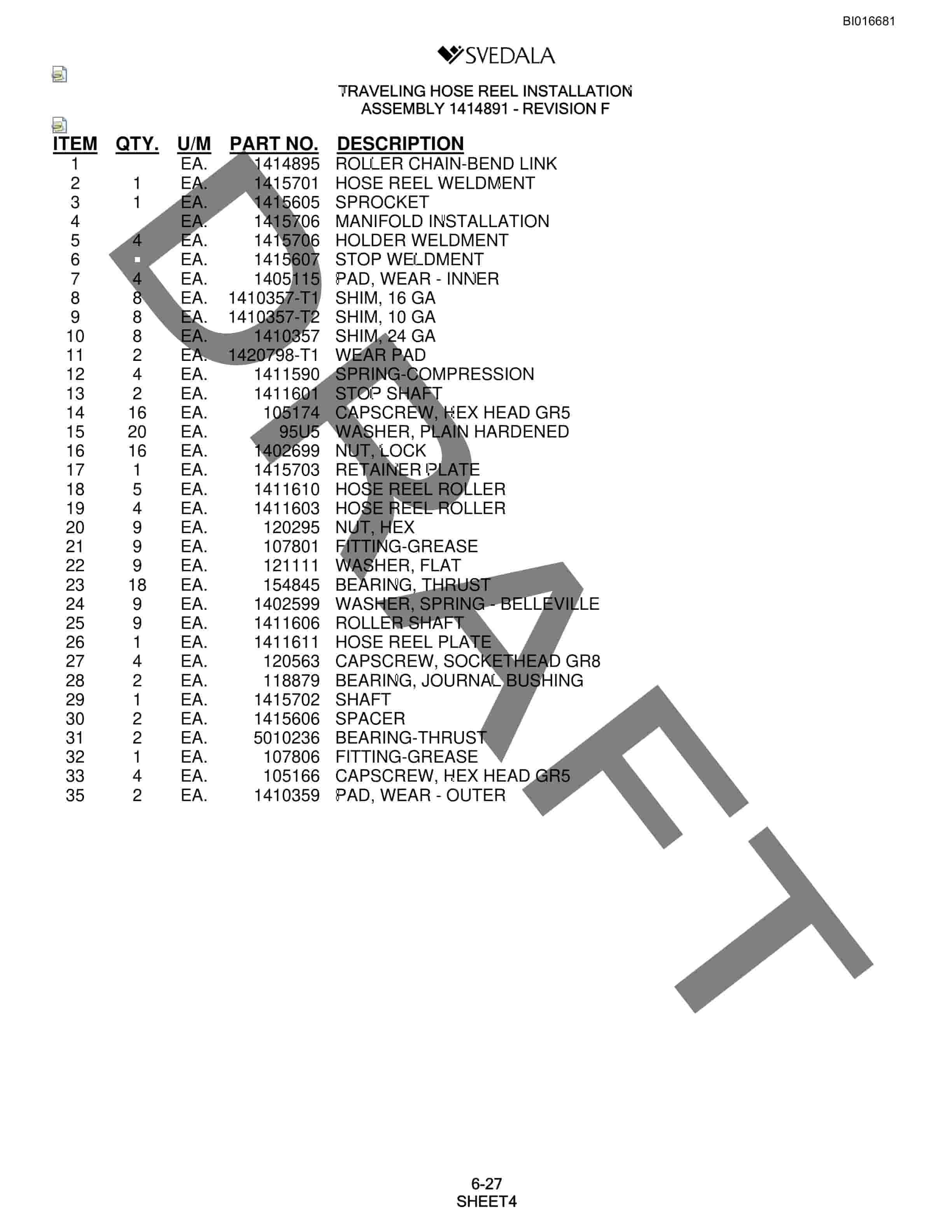 Bucyrus SCH5000 Parts Catalog BI016681-2