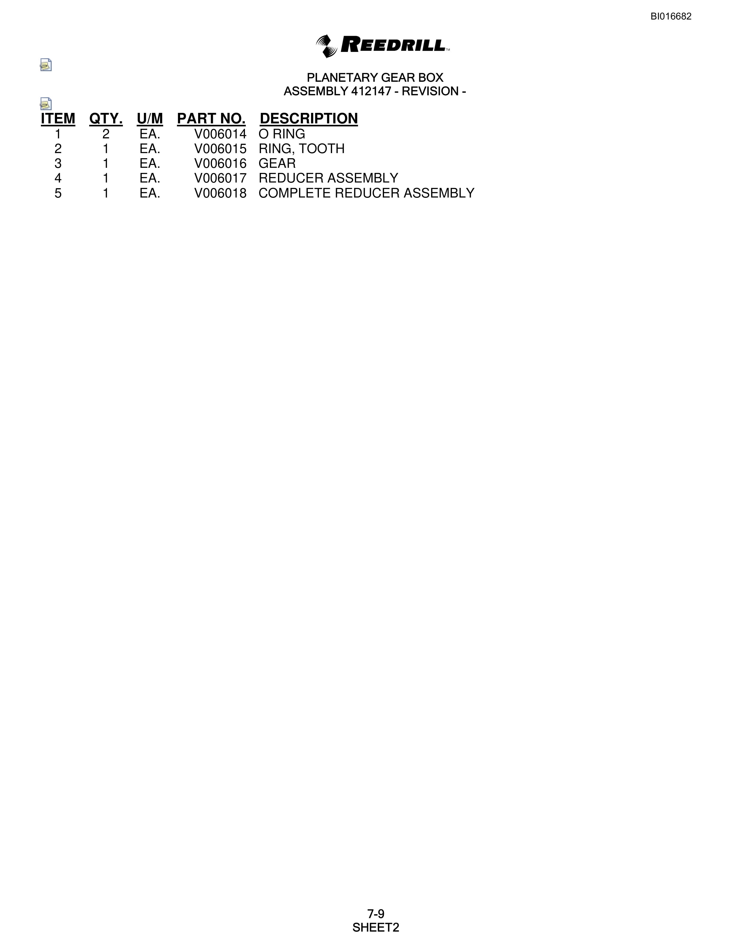 Bucyrus SCH5000 Parts Catalog BI016682-2