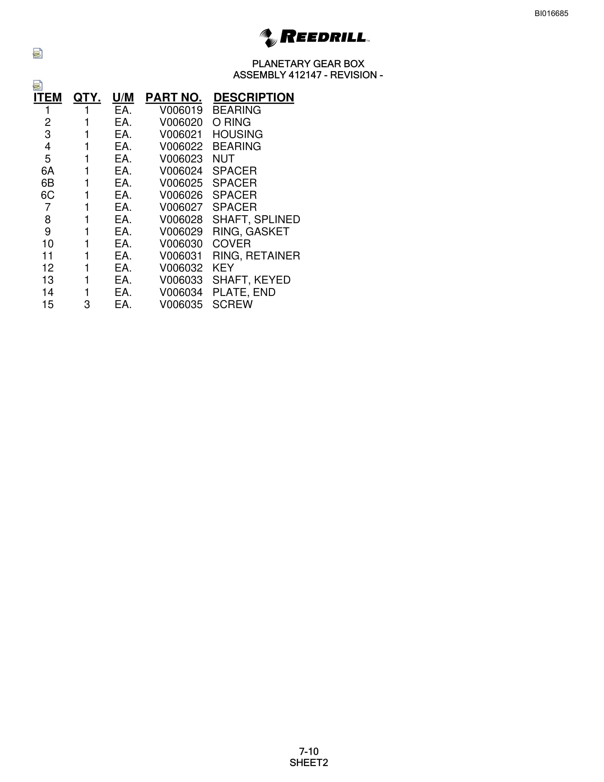 Bucyrus SCH5000 Parts Catalog BI016685-2