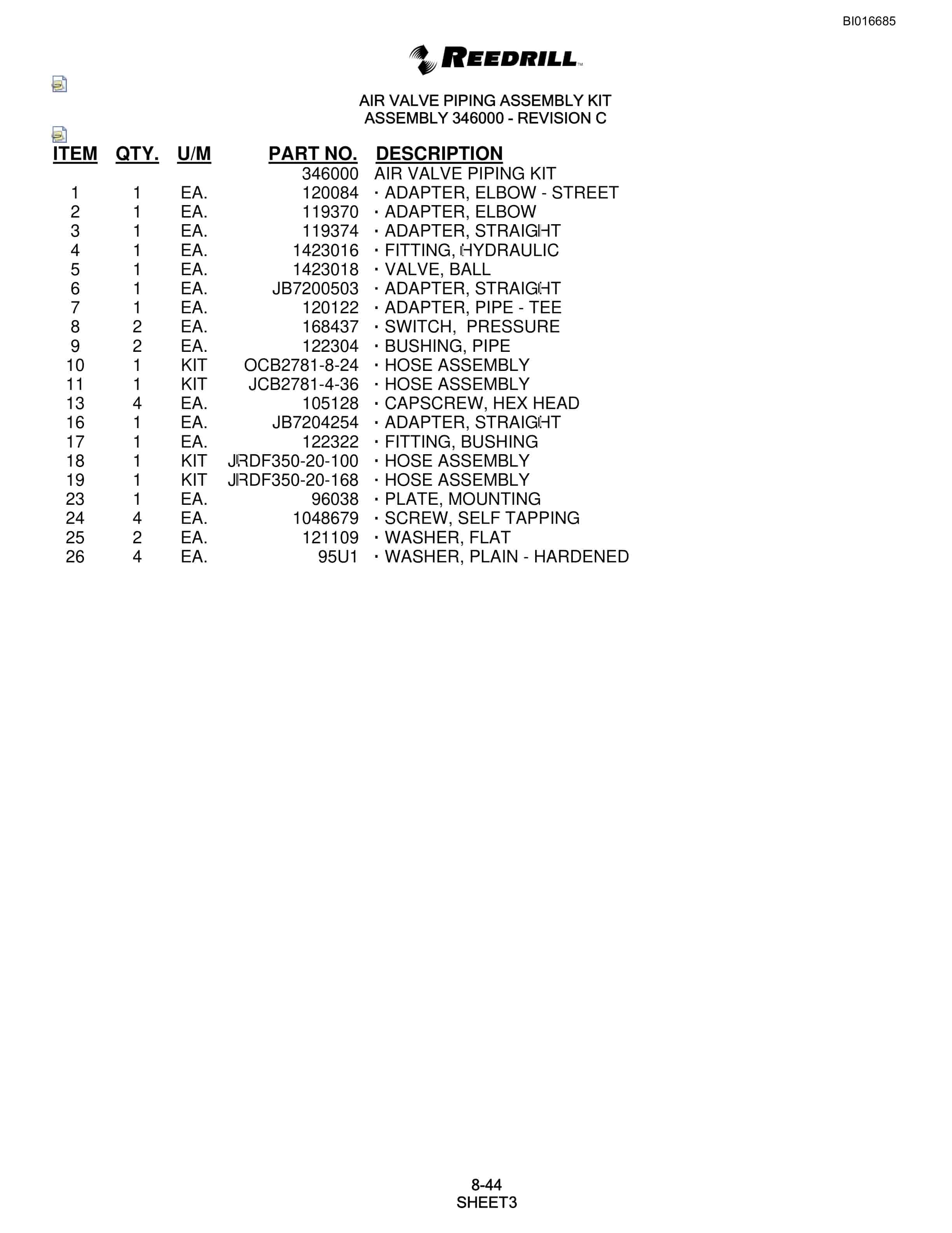 Bucyrus SCH5000 Parts Catalog BI016685-5