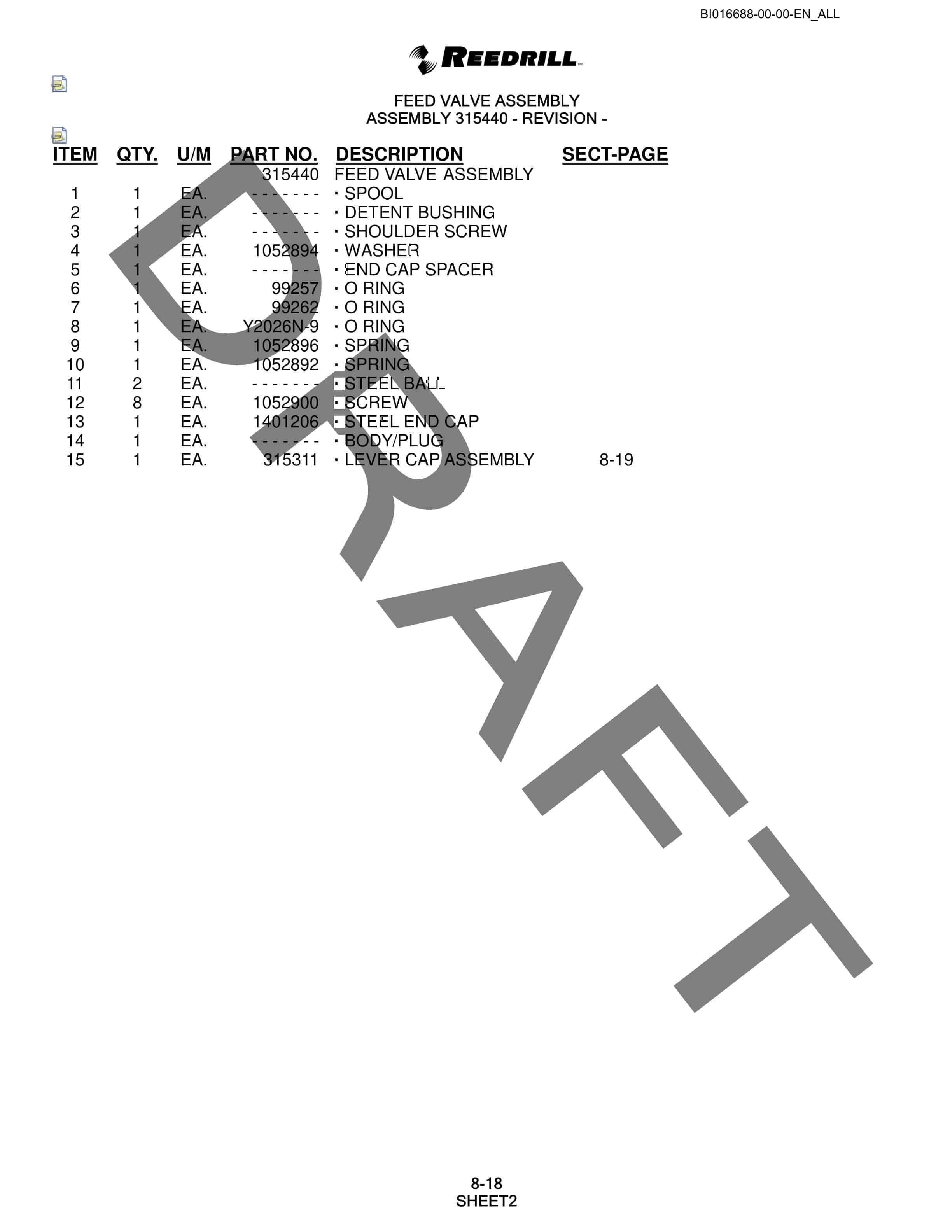 Bucyrus SCH5000 Parts Catalog BI016688-3