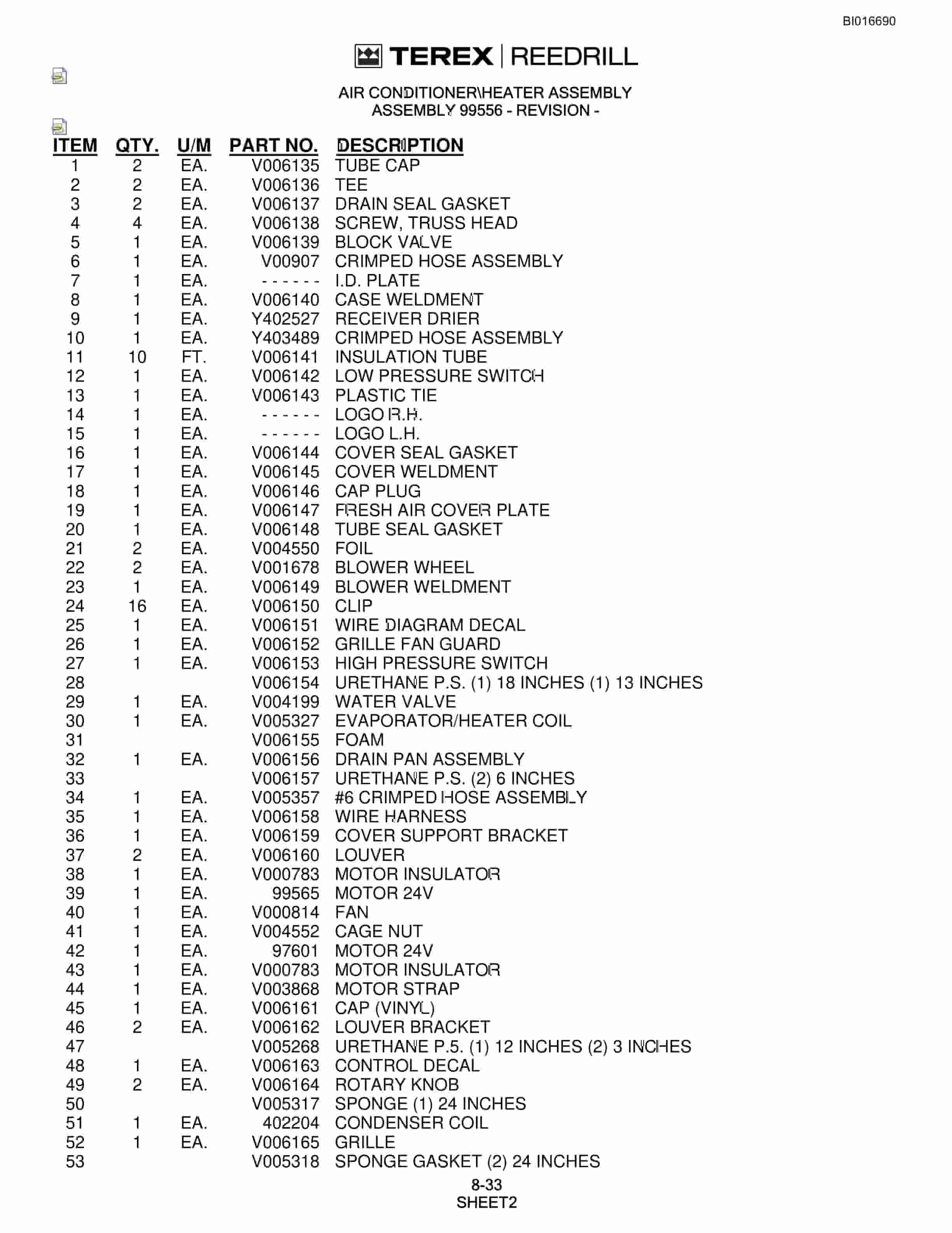 Bucyrus SCH5000 Parts Catalog BI016690-4