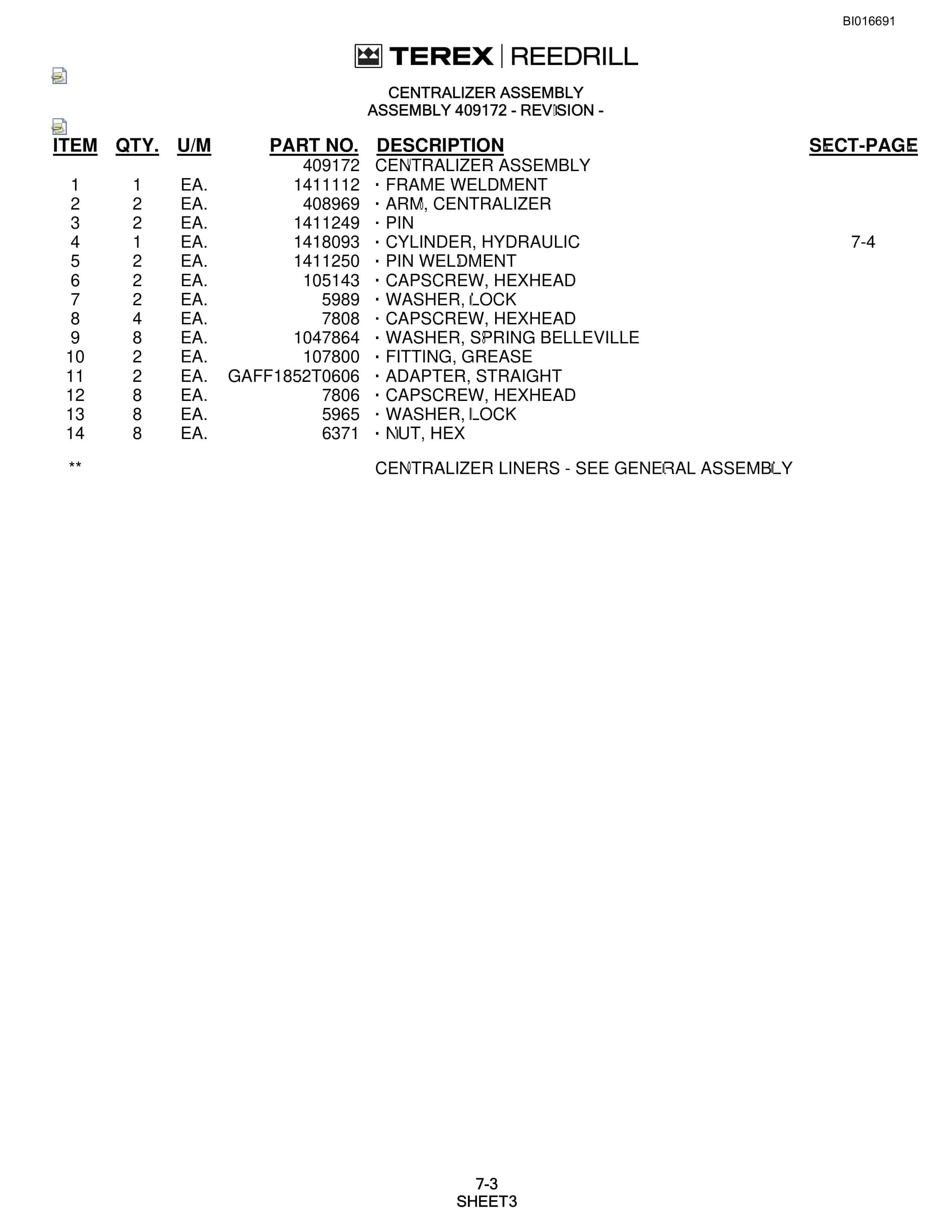 Bucyrus SCH5000 Parts Catalog BI016691-2