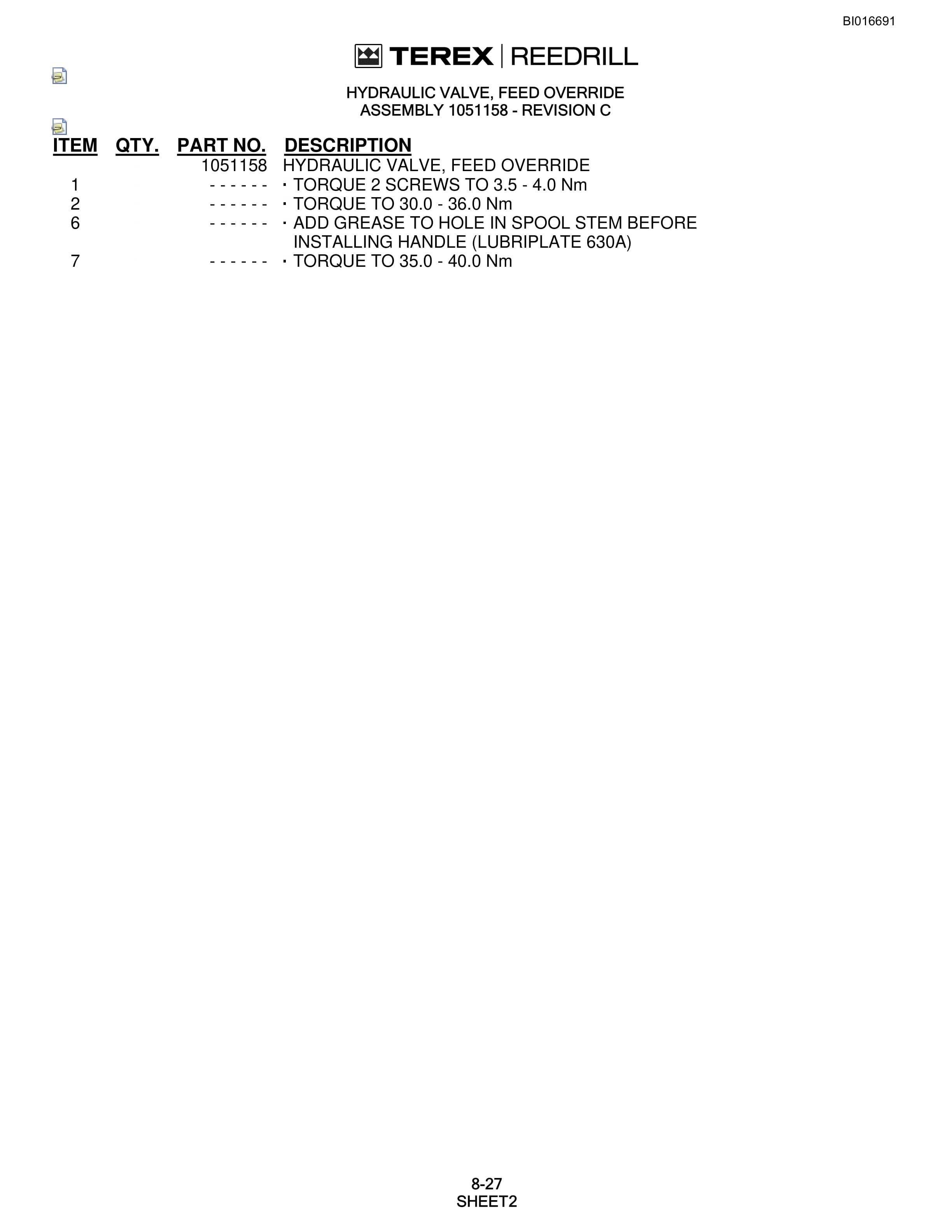 Bucyrus SCH5000 Parts Catalog BI016691-4