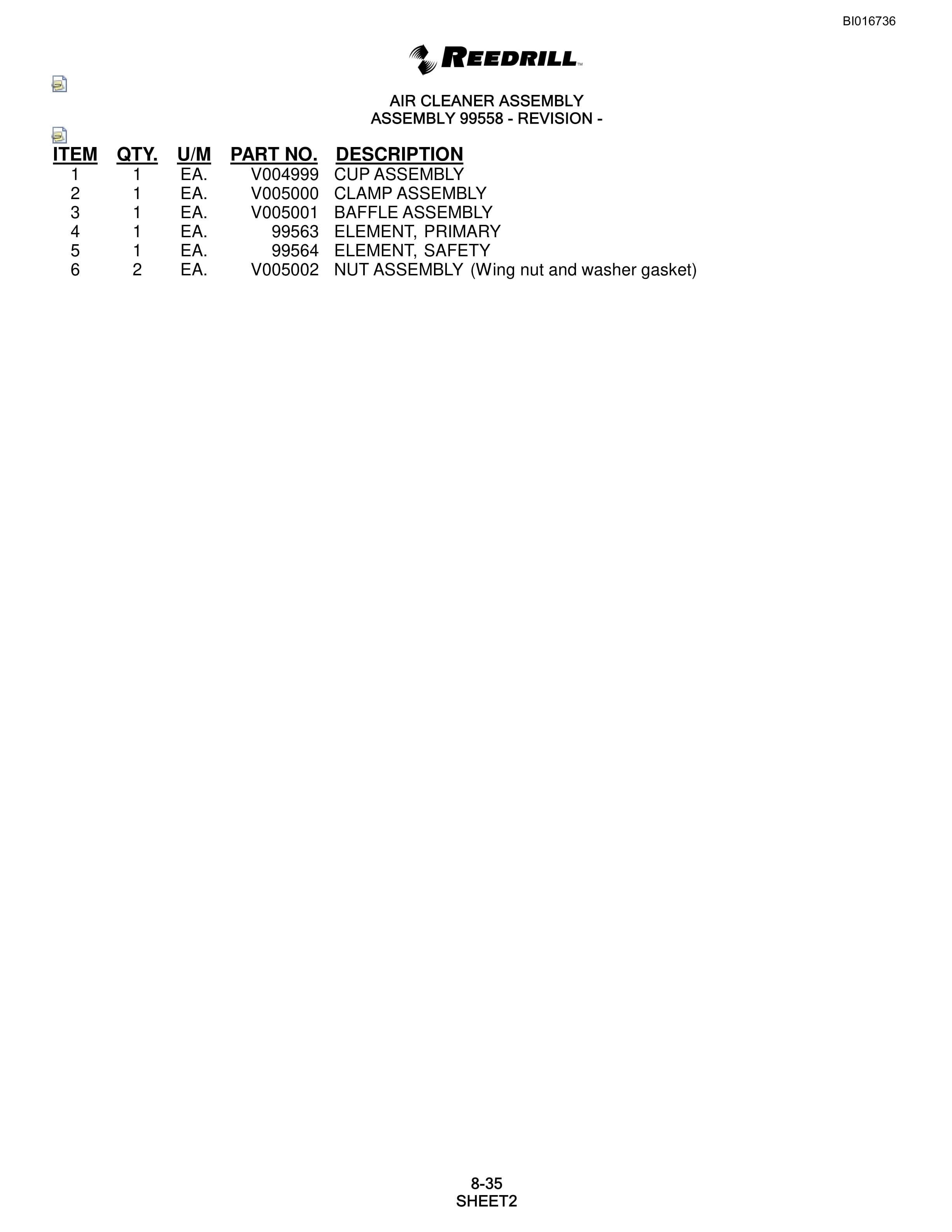 Bucyrus SCH5000 Parts Catalog BI016736-4