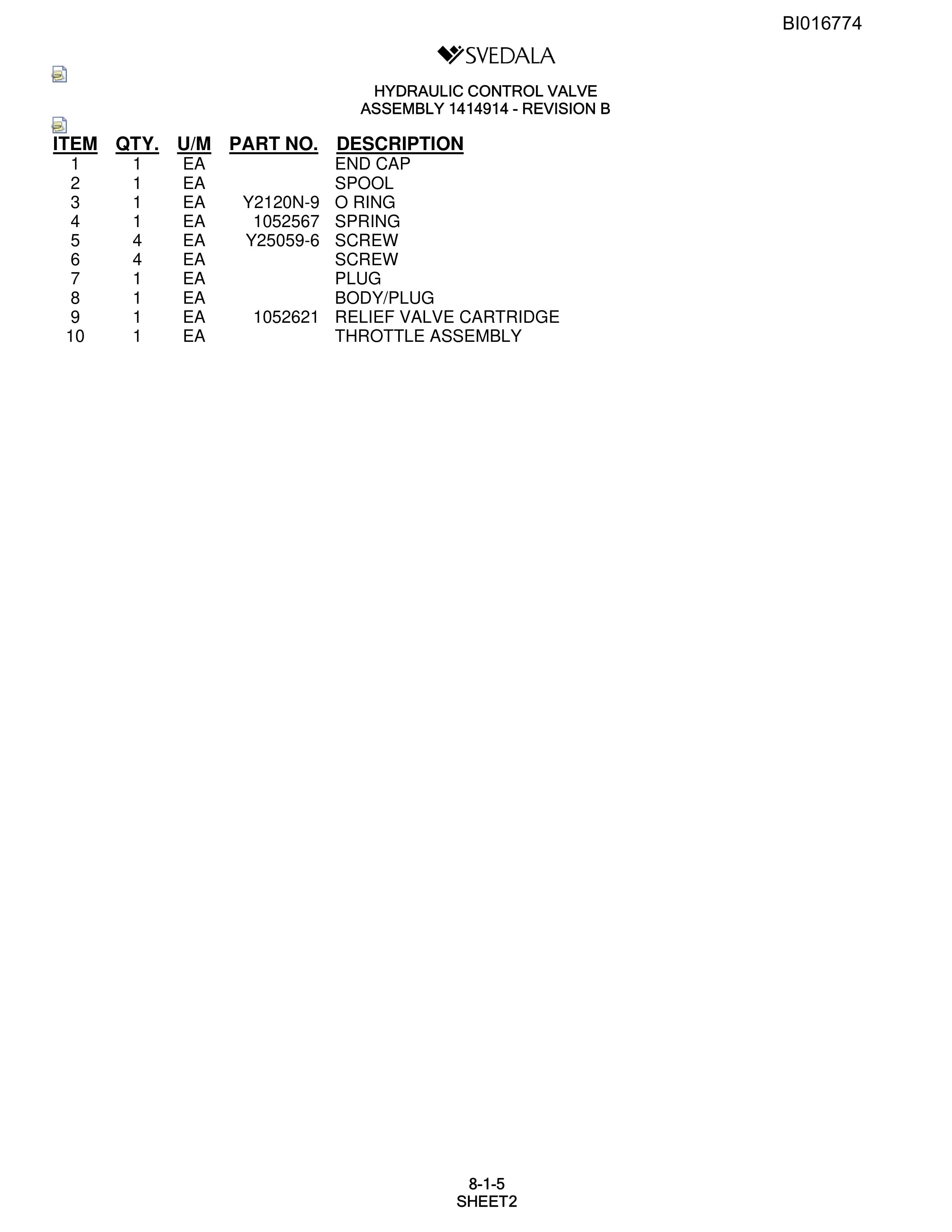 Bucyrus SCH5000 Parts Catalog BI016774-3